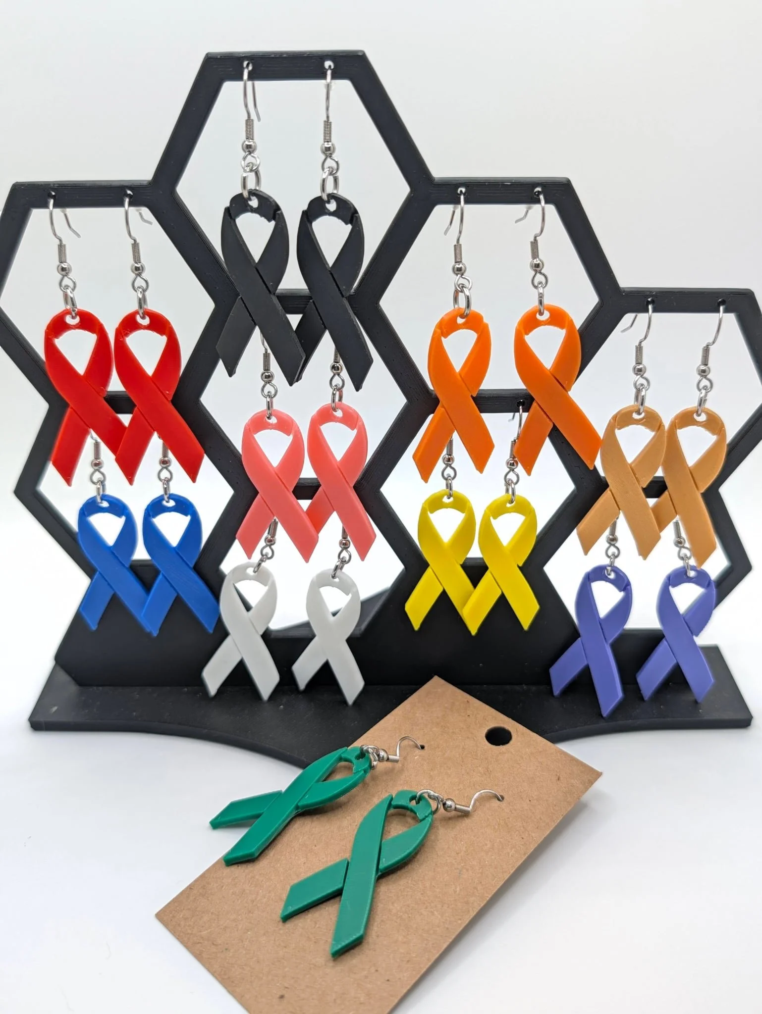 Cancer Awareness / Support Earrings by JT Printed Layers LLC