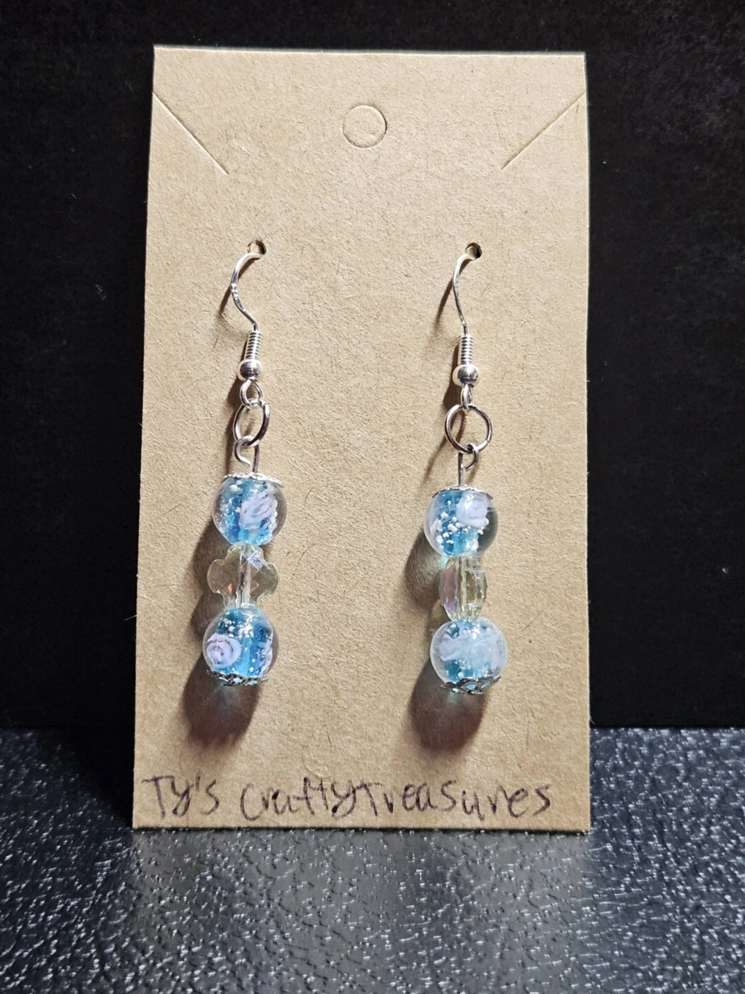 Blue Rose Earrings by Ty's Crafty Treasures