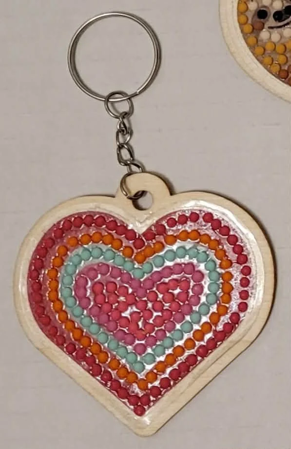 Diamond Art Heart Key Chain, by Dragon Heart Crafts