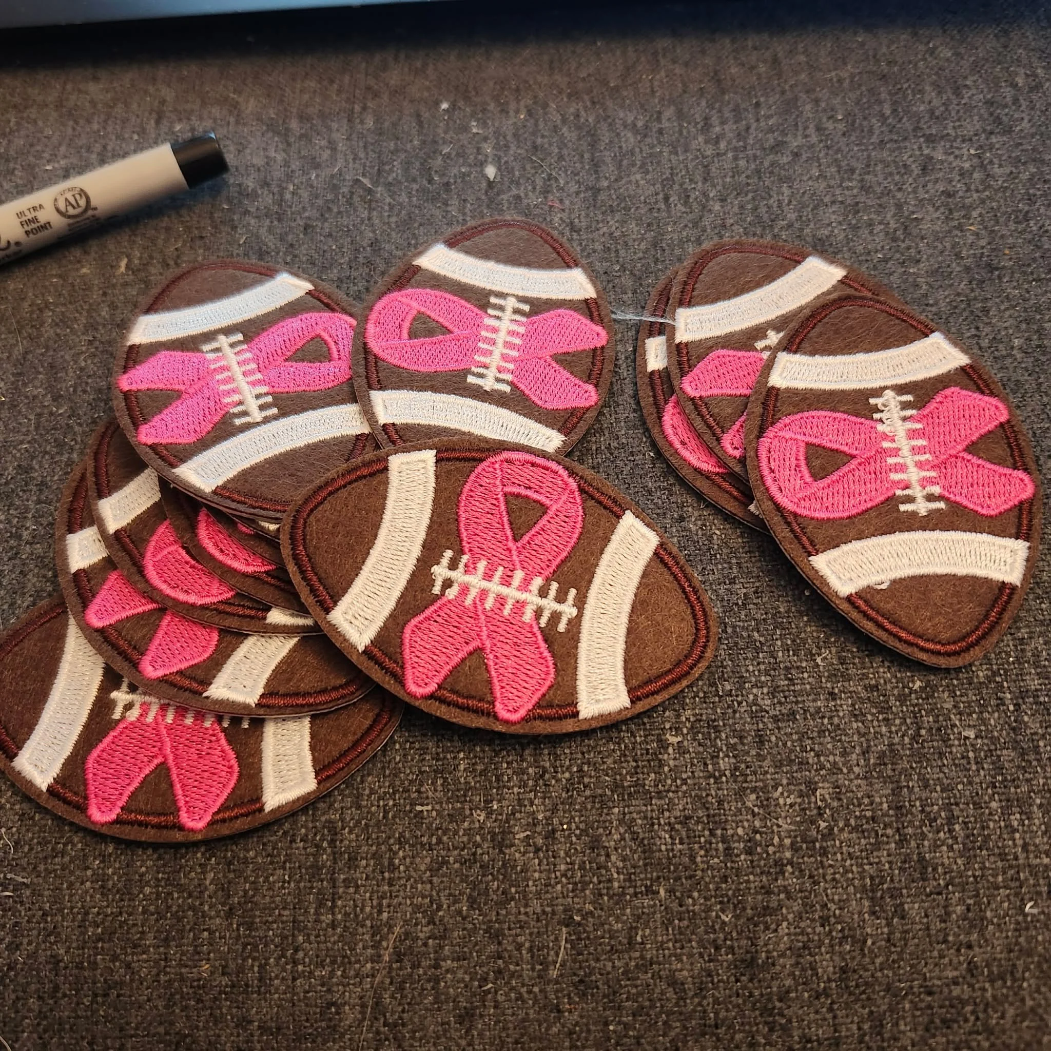 Football, Pink Ribbon Iron On Patches