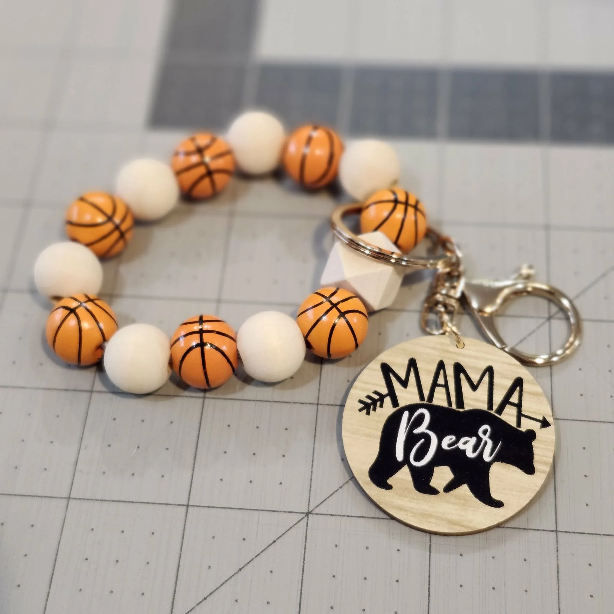 Mama Bear, Basketball Mom Bracelet / Key Chain