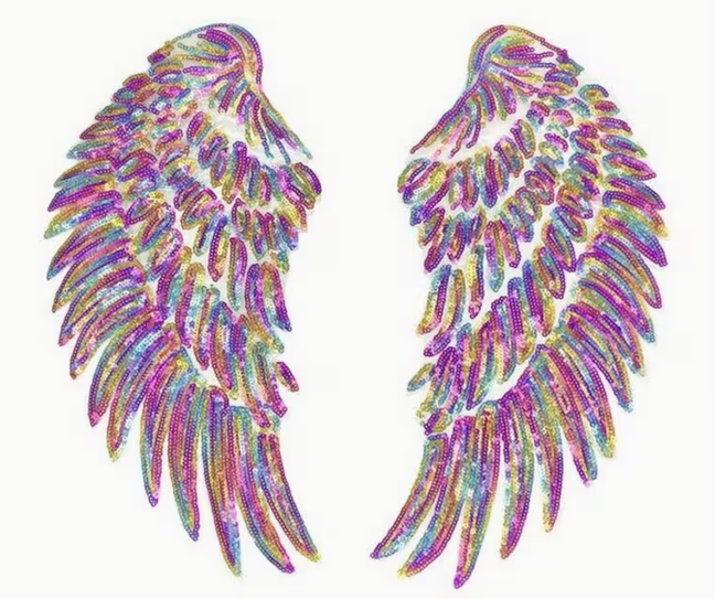 Colorful Sequin Angel Wings 7" X 7"