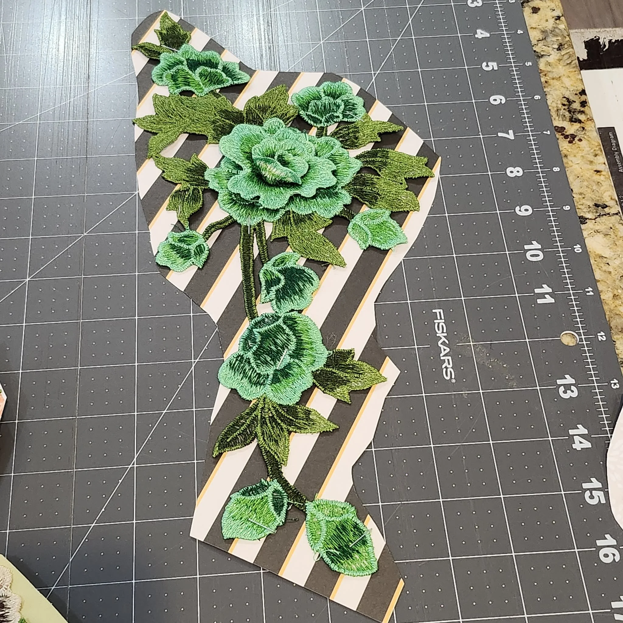 Embroidered Rose Applique Patch