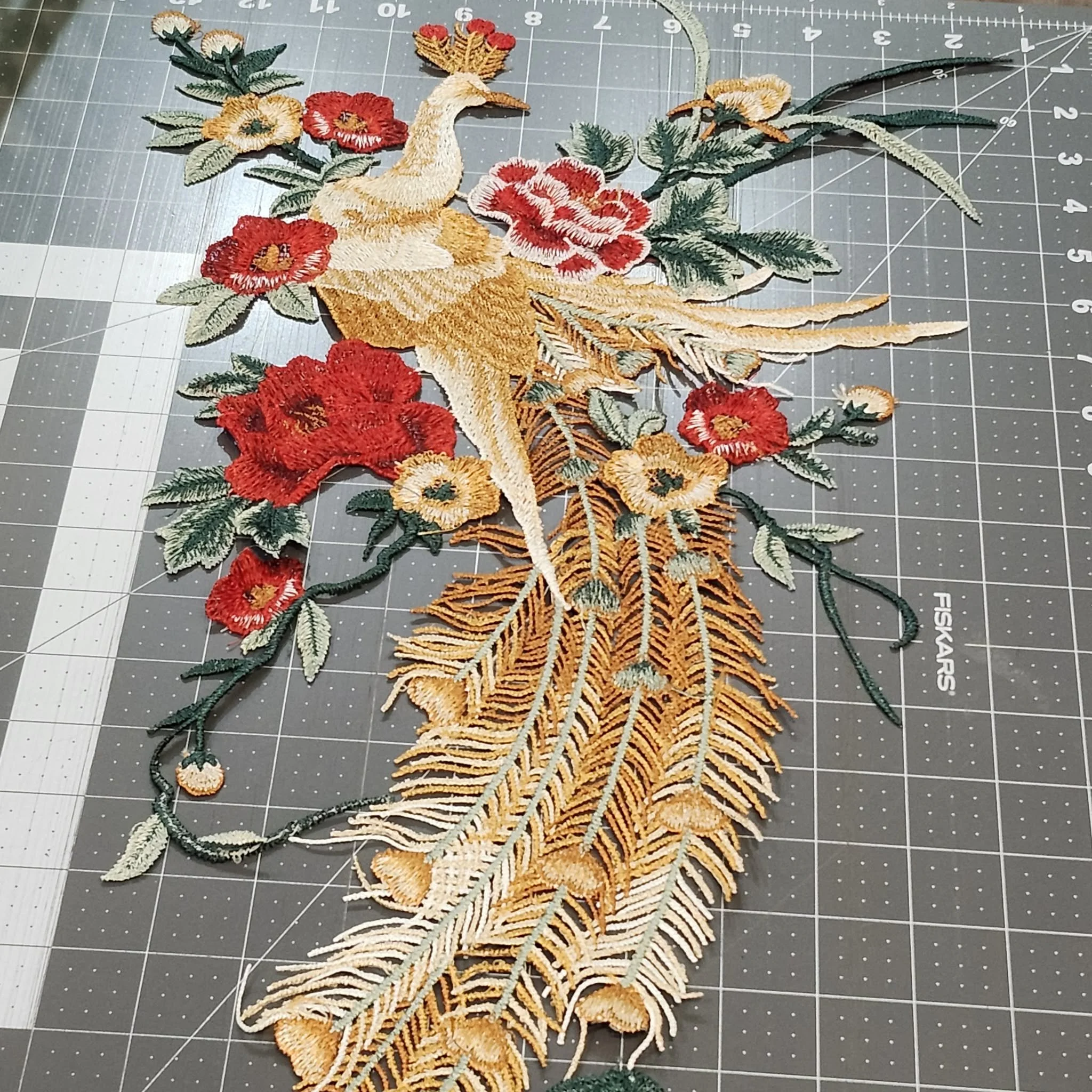 Golden Phoenix Embroidery Patch