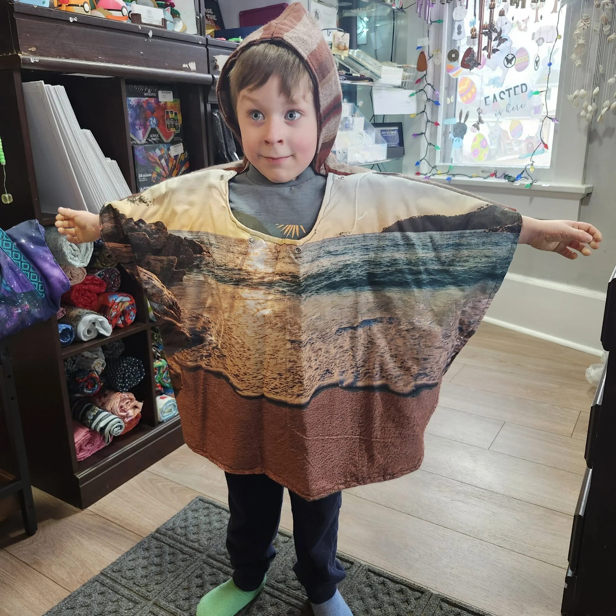 Beach Themed Hooded Poncho by Eowyn