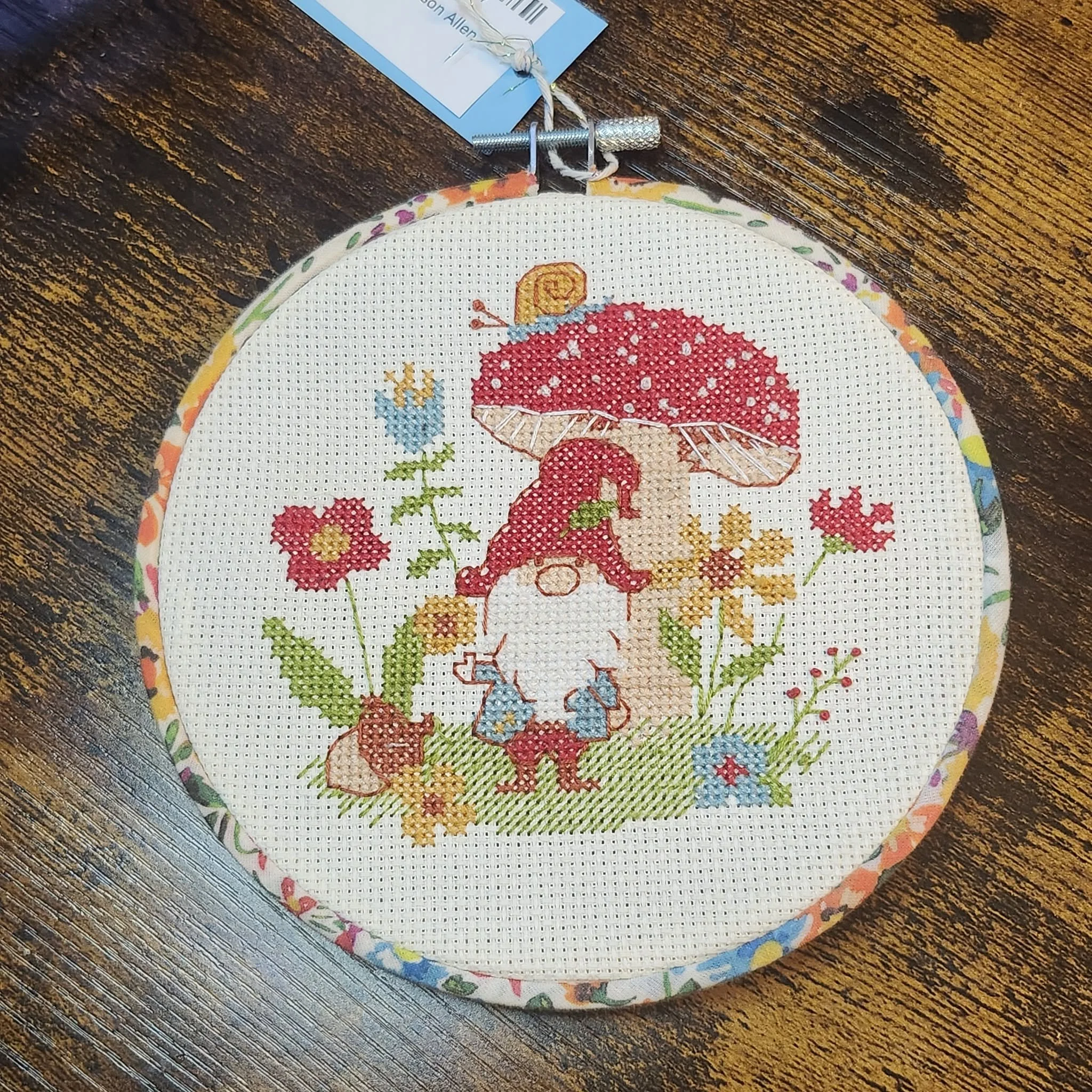 Mushroom Gnome Crossstich, by Madison Allen