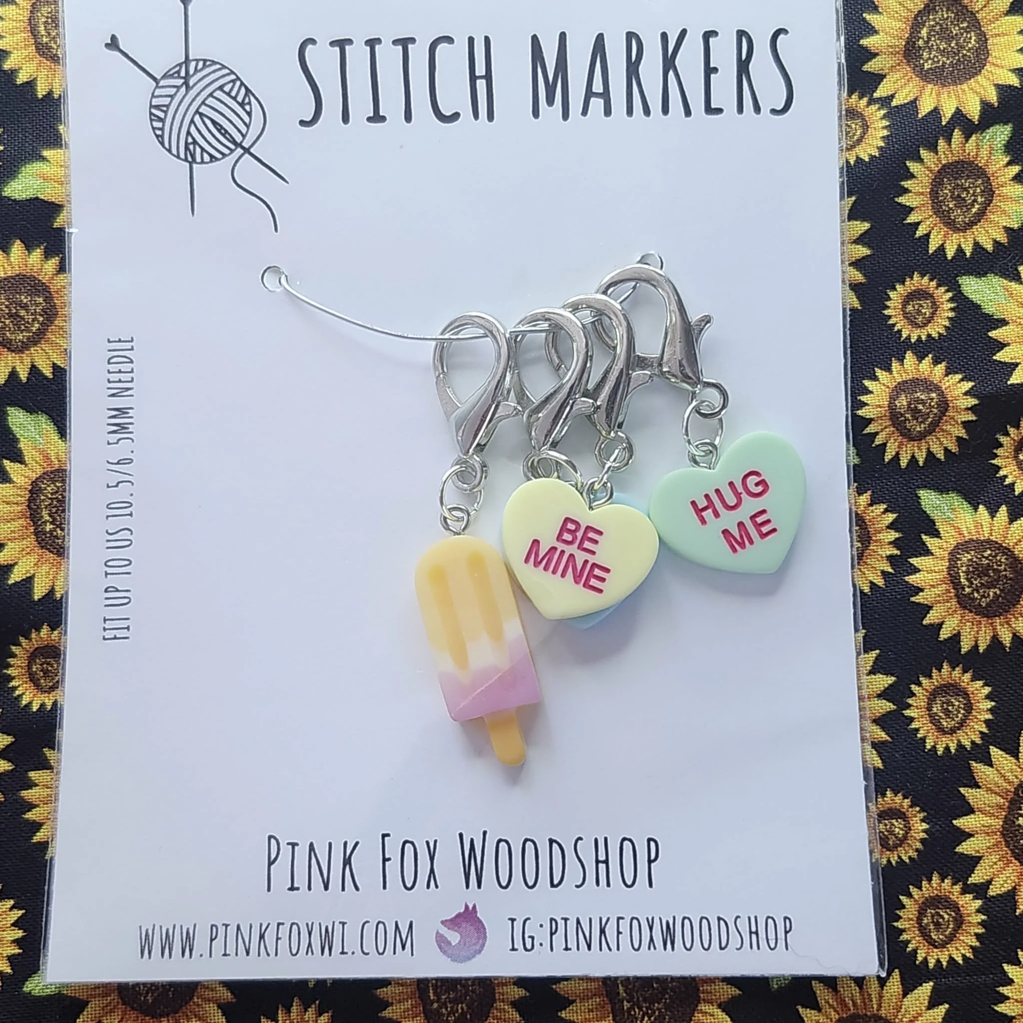 Valentine Stitch Markers by Pink Fox Wood Shop