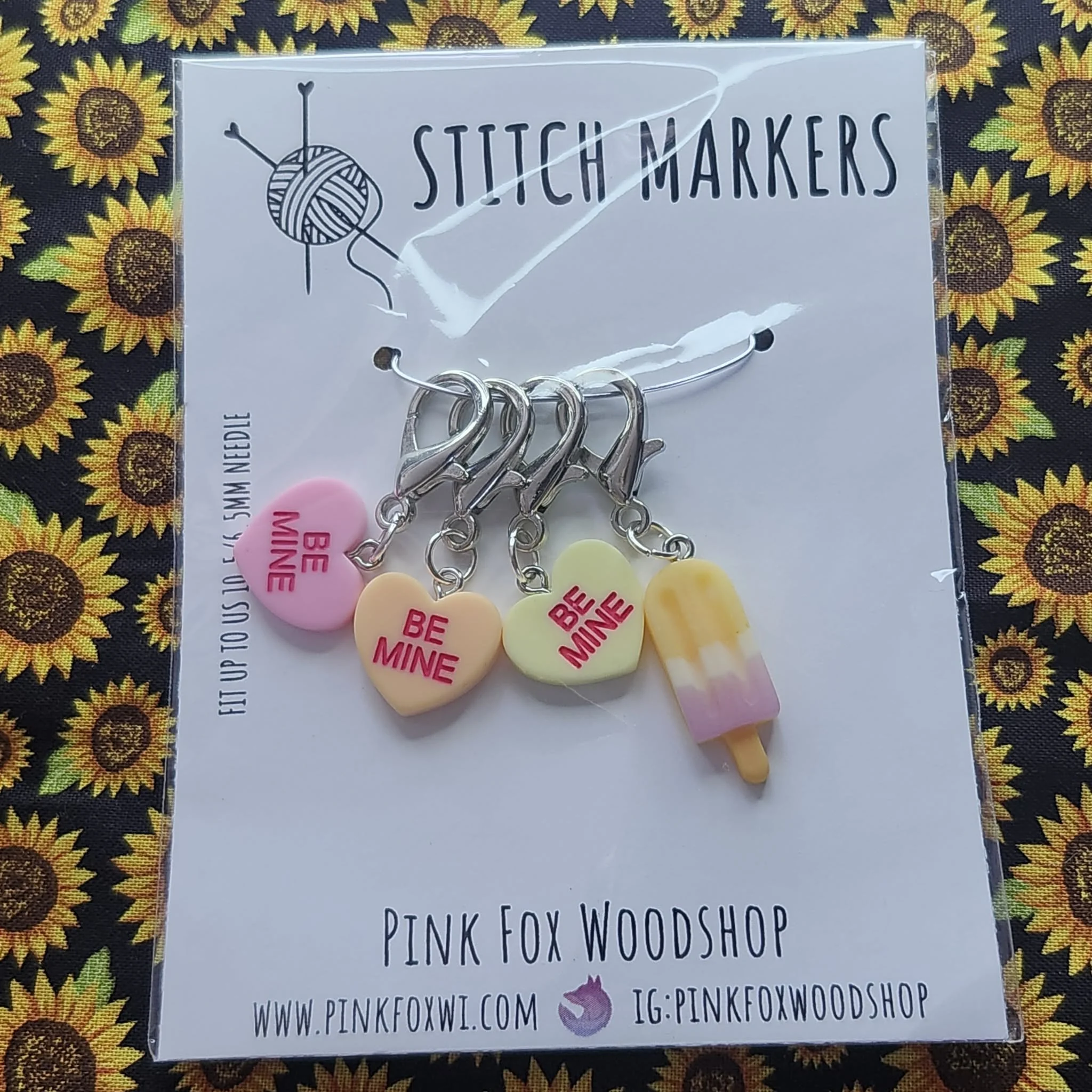 Valentine Stitch Markers by Pink Fox Wood Shop