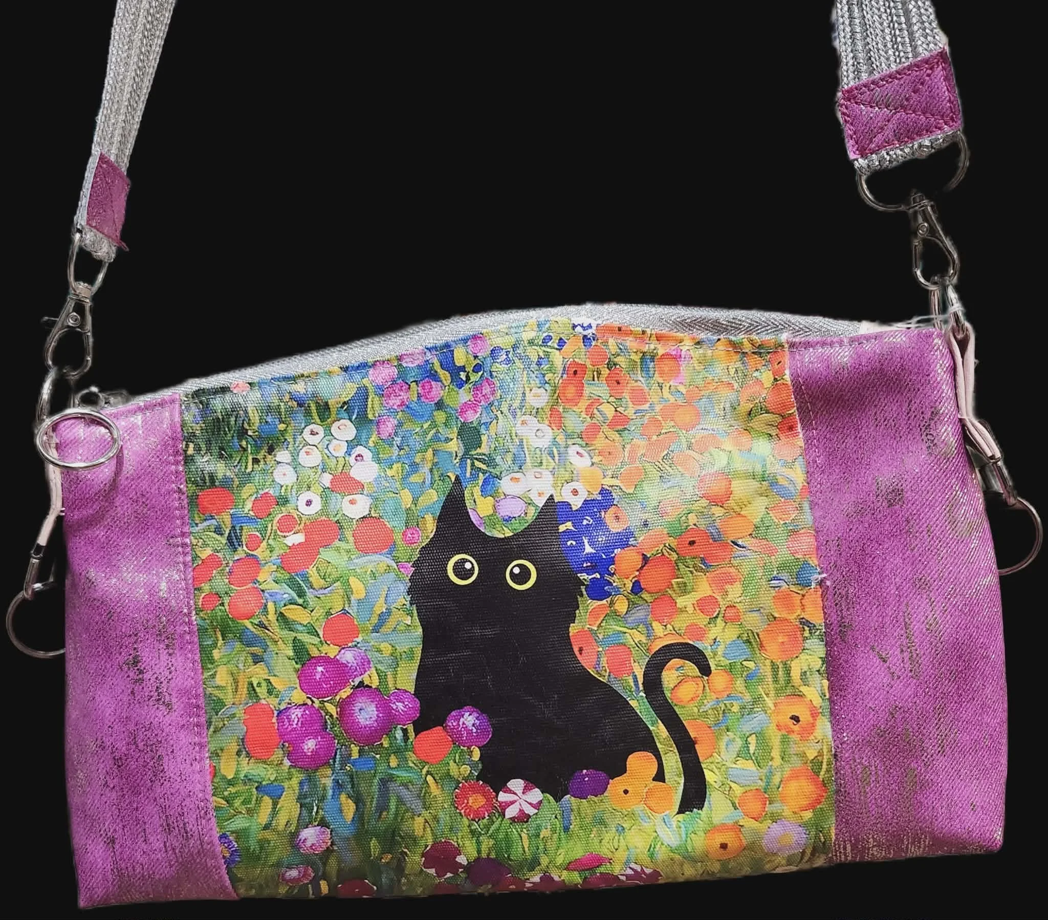 Black Cat Cross Body Bag by Margaret Teske