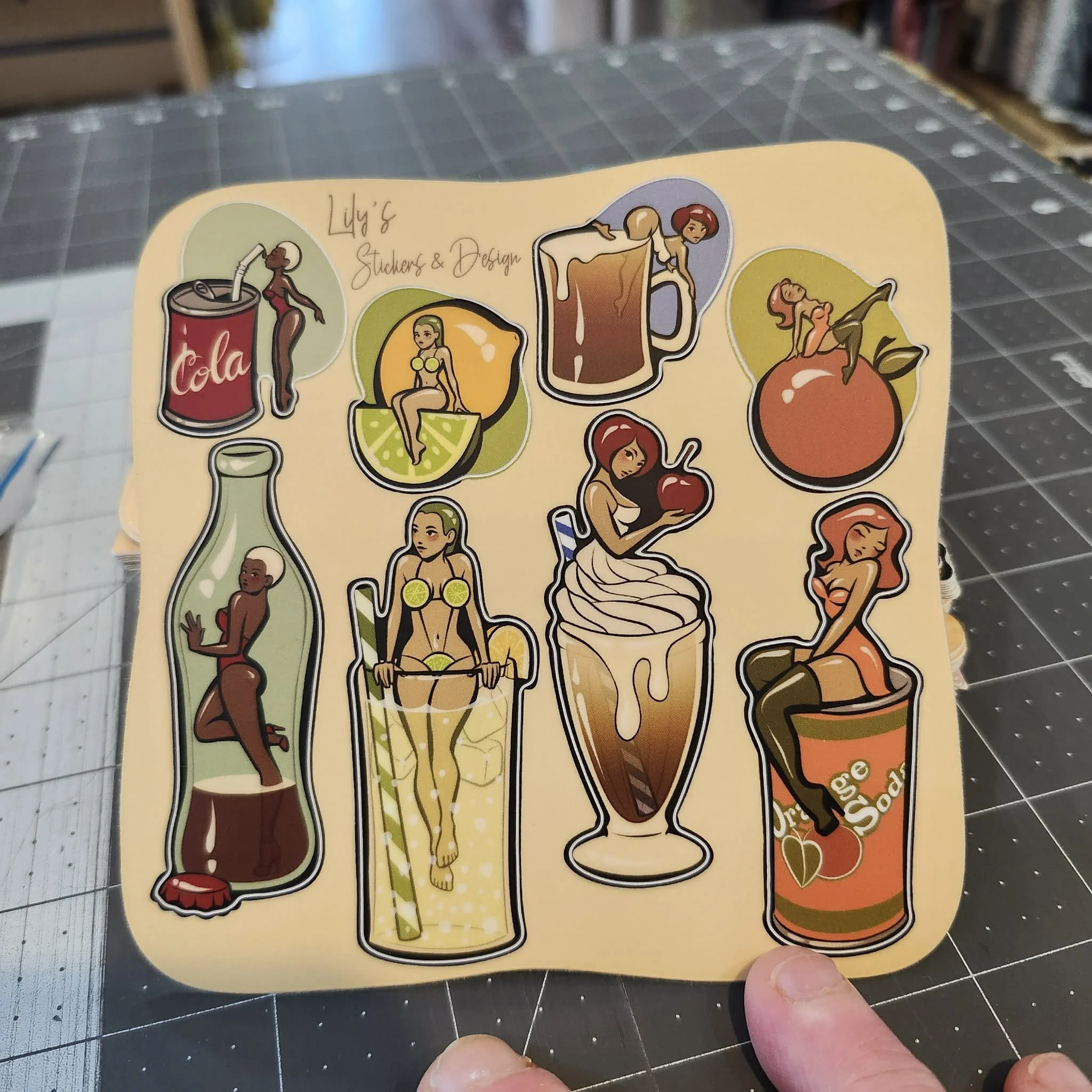 Soda, Pop Stickers by Tattooed Mannequin