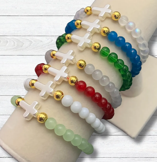 Stretch Cross Bracelets by Genevieve N