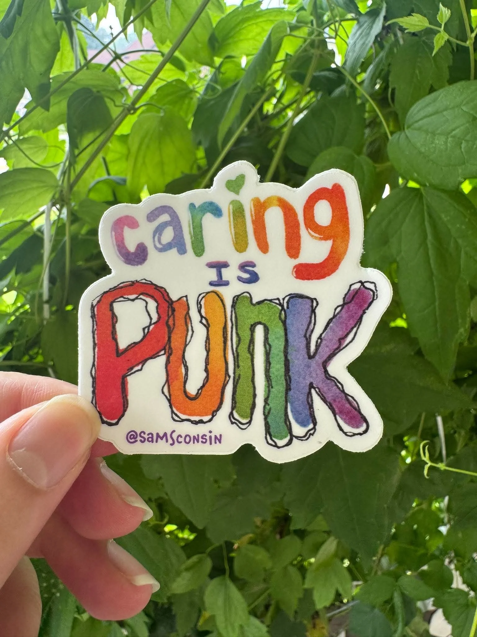 Caring is Punk , Sticker Decal by SamSconsin