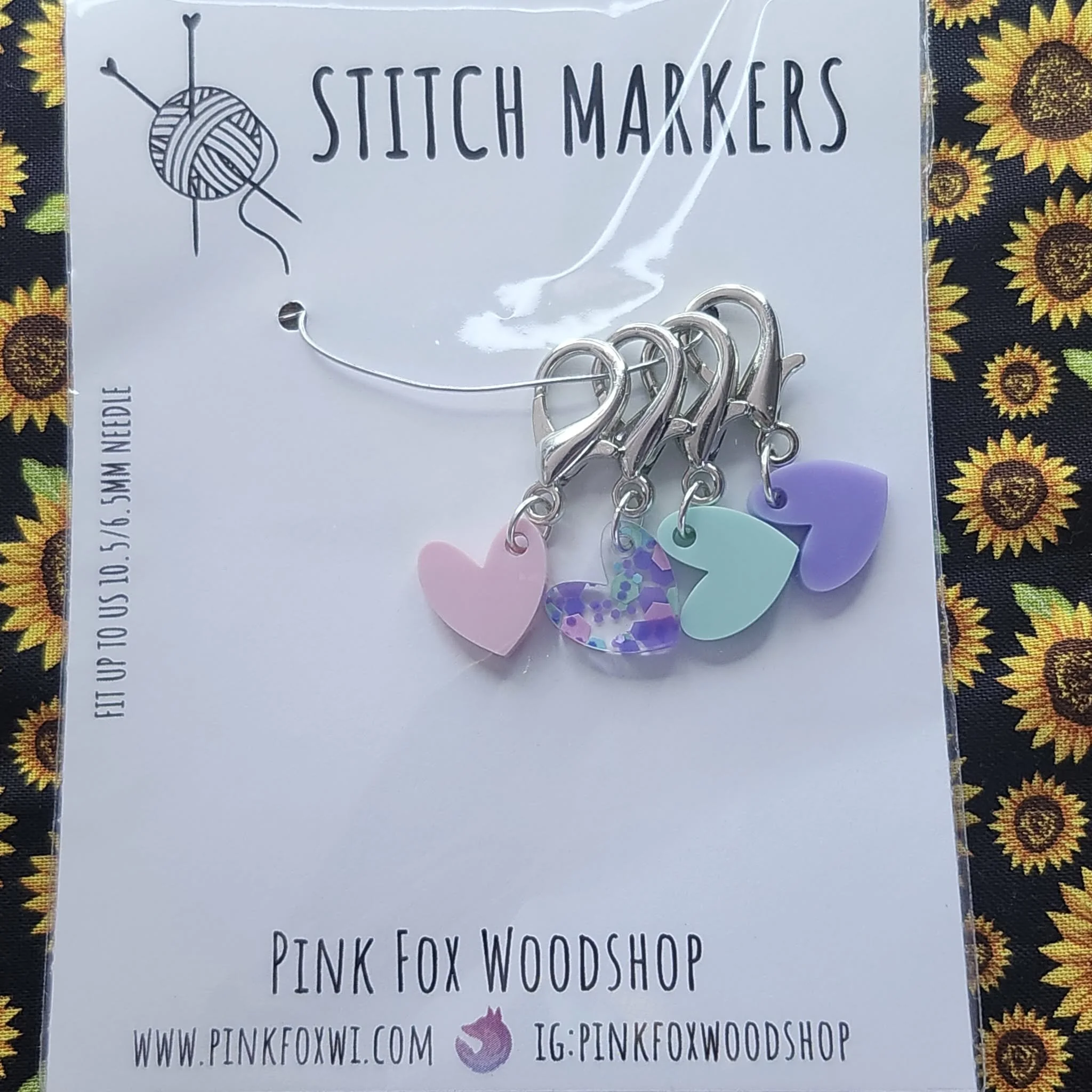 Heart Stitch Markers by Pink Fox Wood Shop