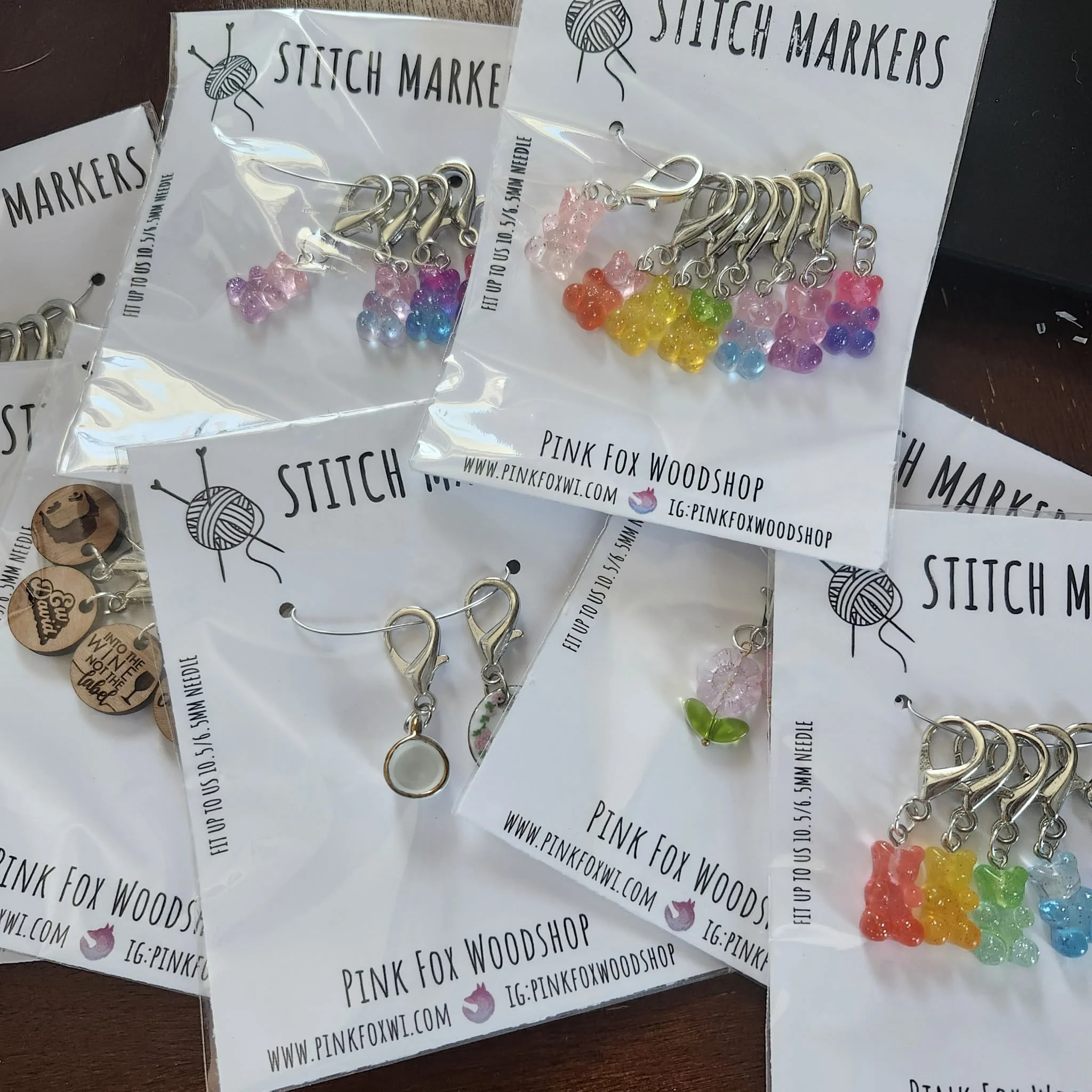Stitch Markers by Pink Fox Wood Shop