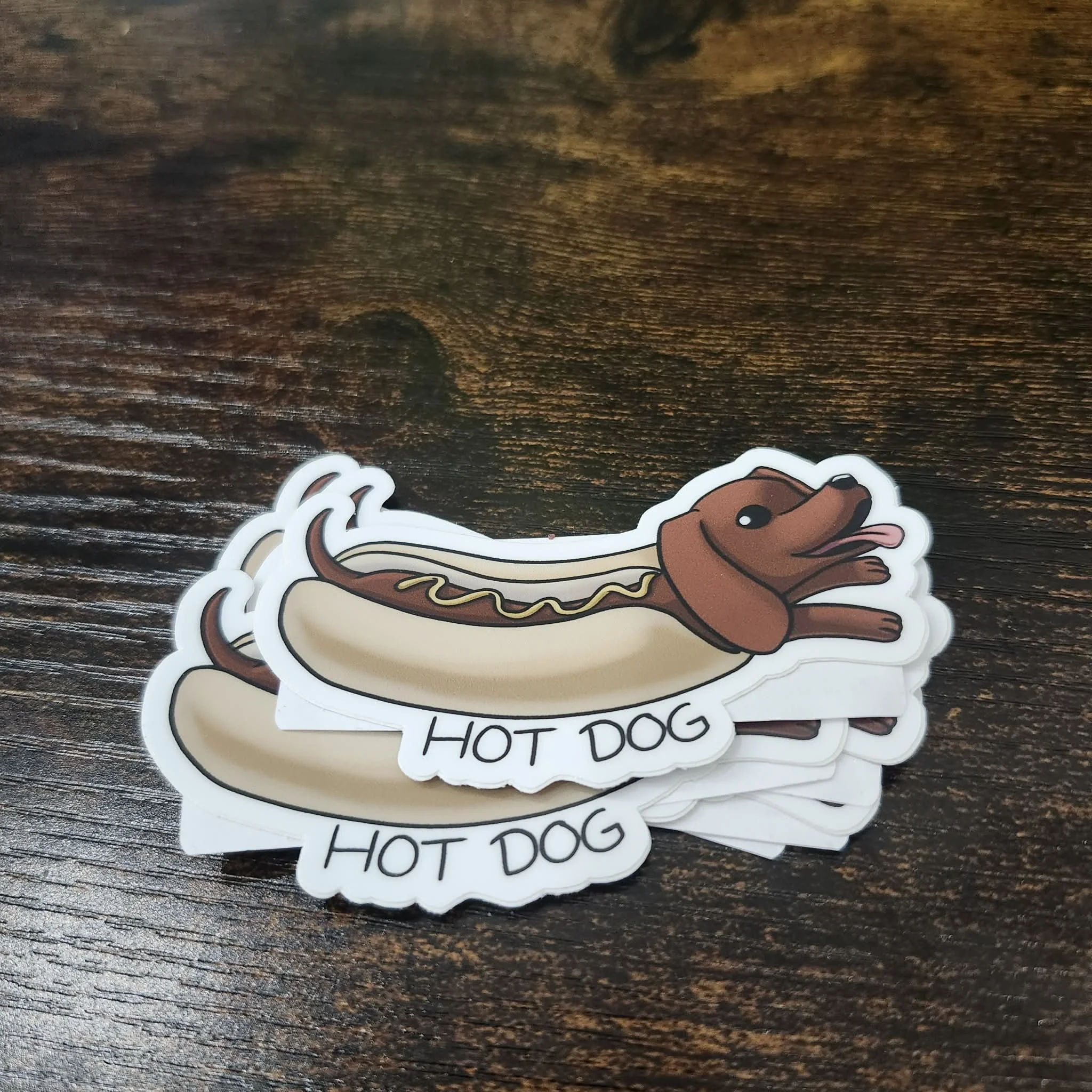 Hot Dog, Sticker / Decal by Lionheart Art and Designs