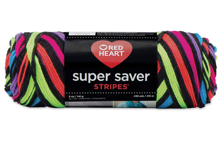 Red Heart Super Saver Yarn - Neon Stripes, 5 oz, Taeolin's Artifacts