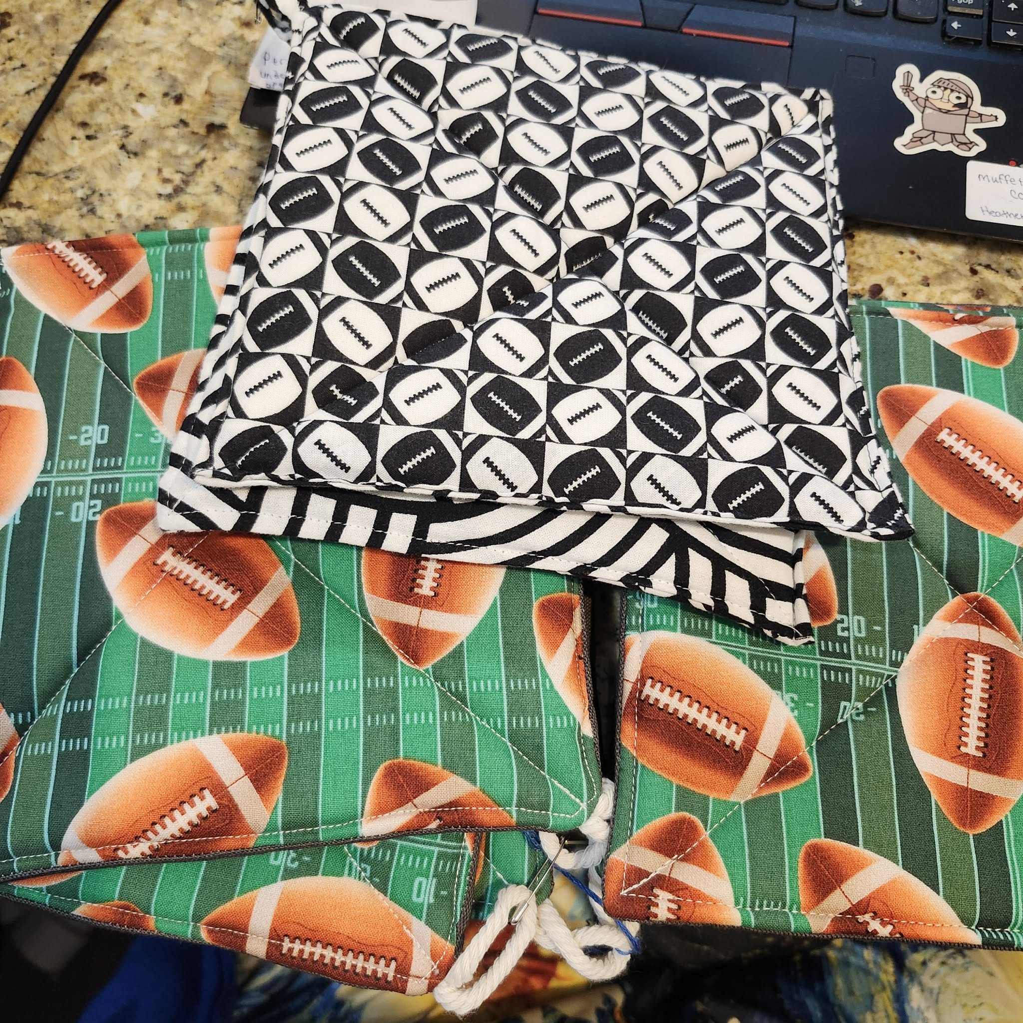Football Themed Pot Holders by Aundrea