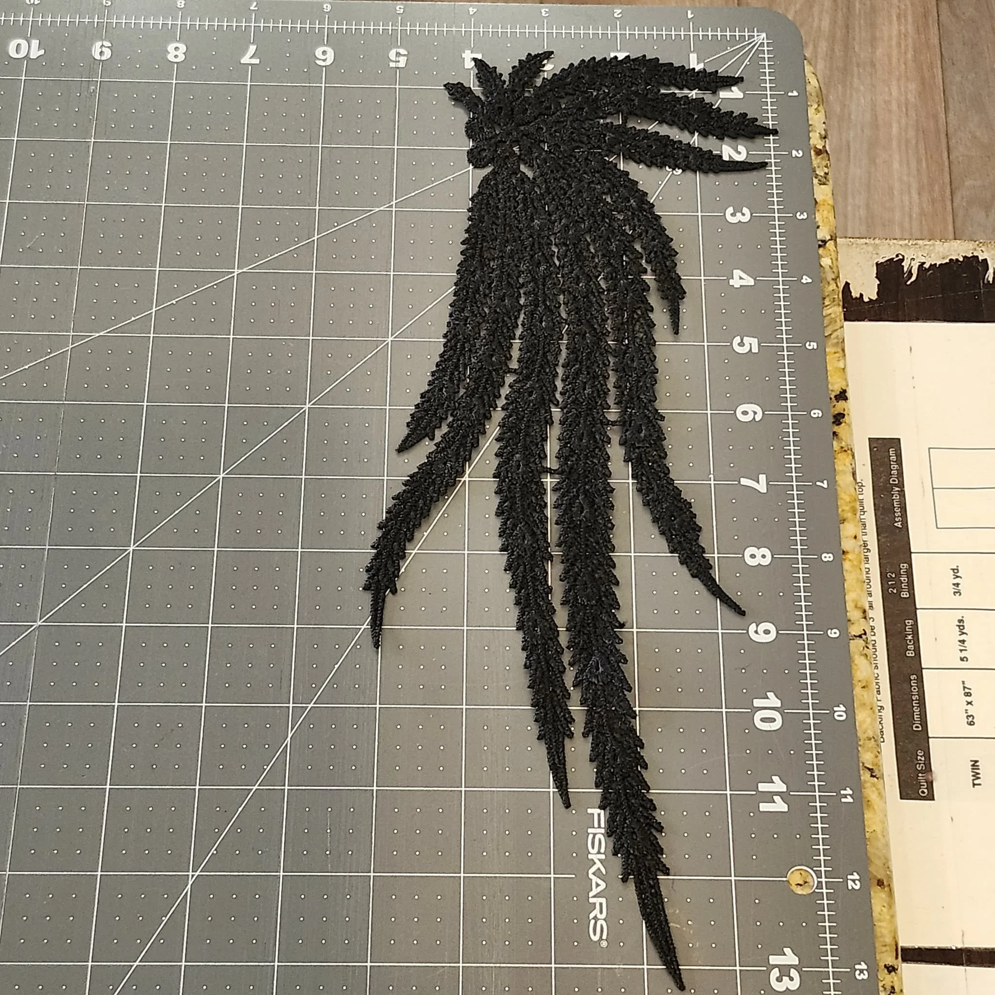 Black Phoenix Tail Water-Soluble Embroidered Fabric Patch Without Adhesive