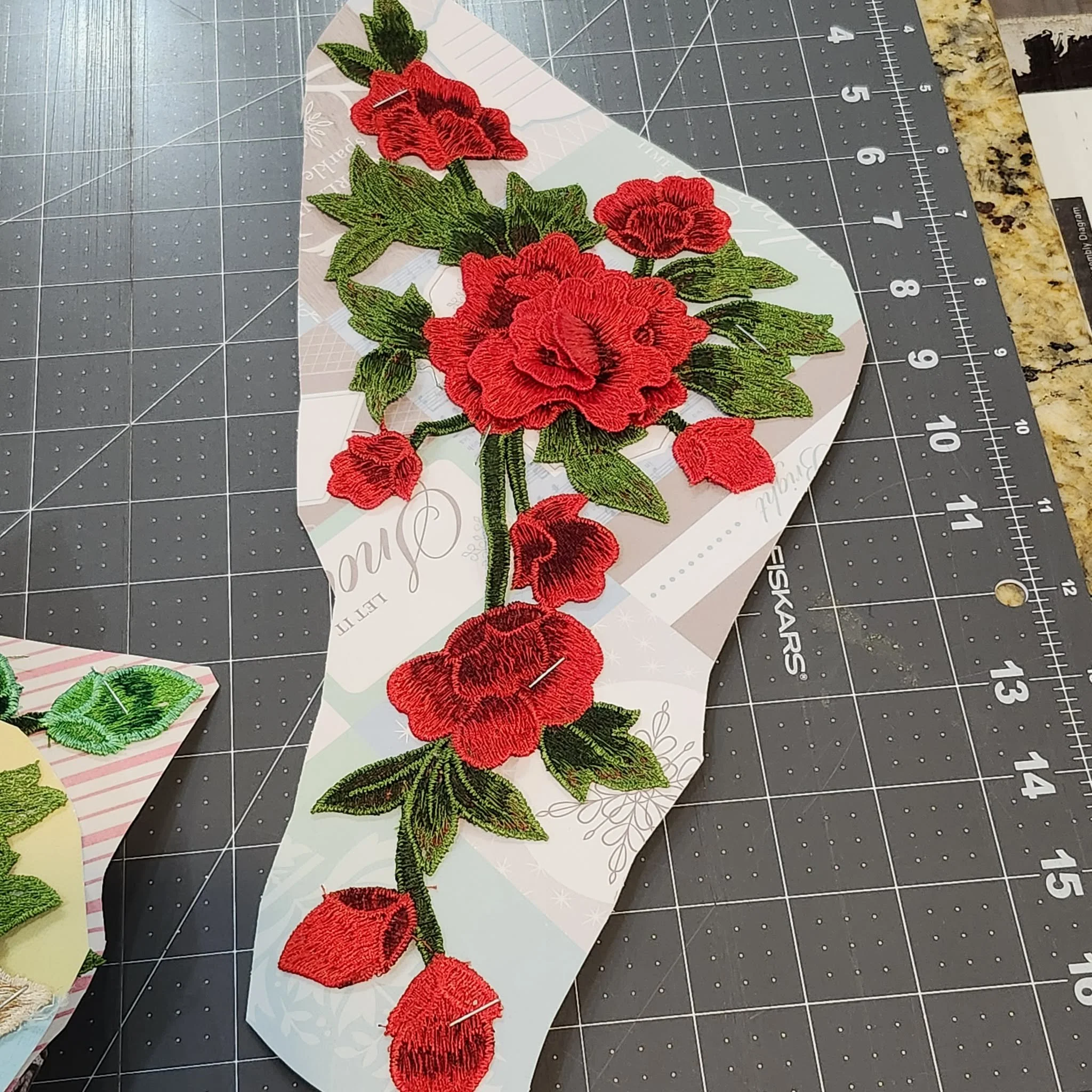 Embroidered Rose Applique Patch