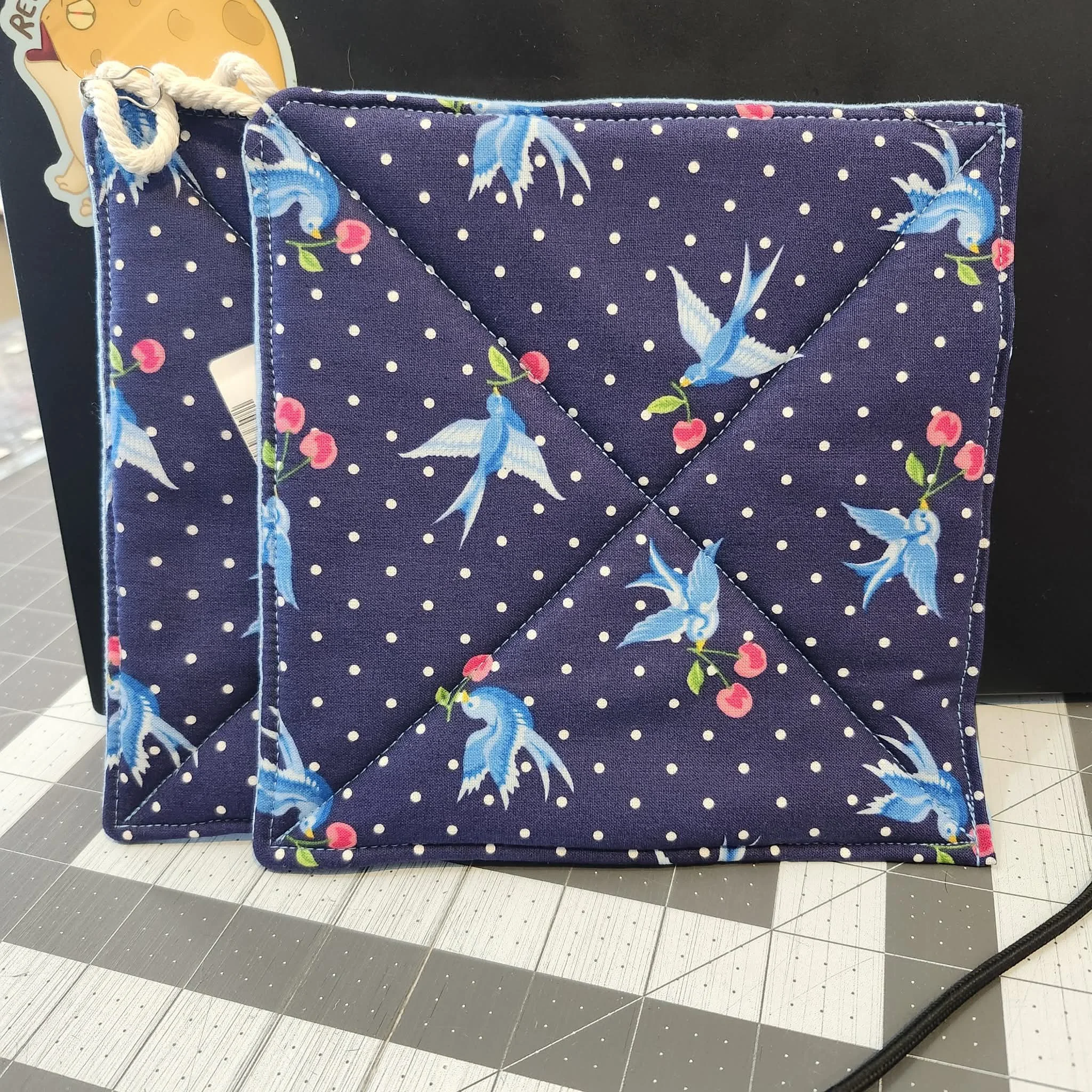 Blue Jay Pot Holders by Aundrea