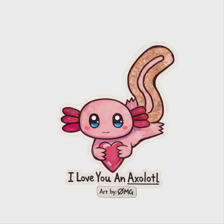 Axolotl Sticker by Art by: ØMG
