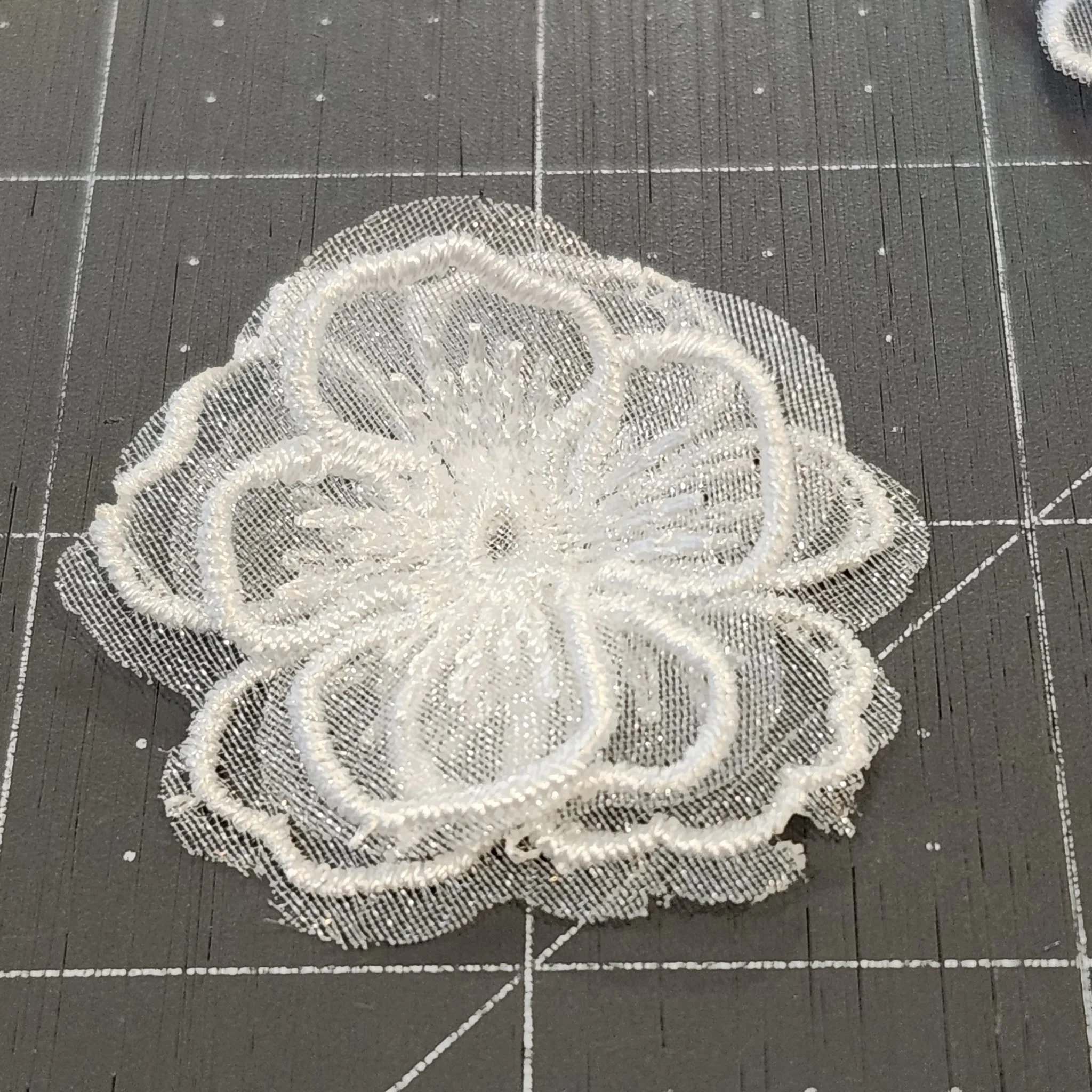 White Flower Embroidered Fabric