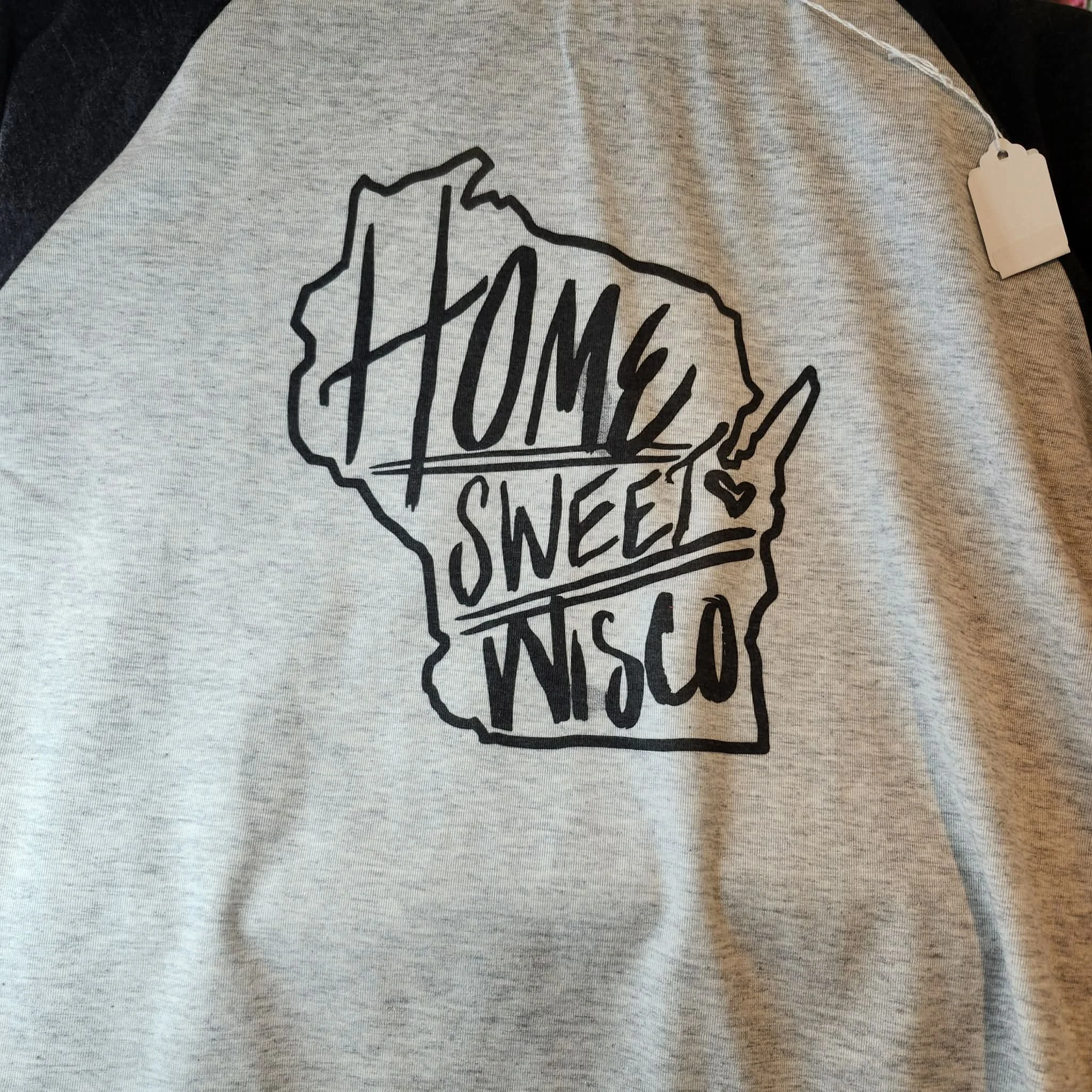 3/4 Length Sleeve, Baseball T-Shirt, Home Sweet Wisco, by D.Dawes Designs