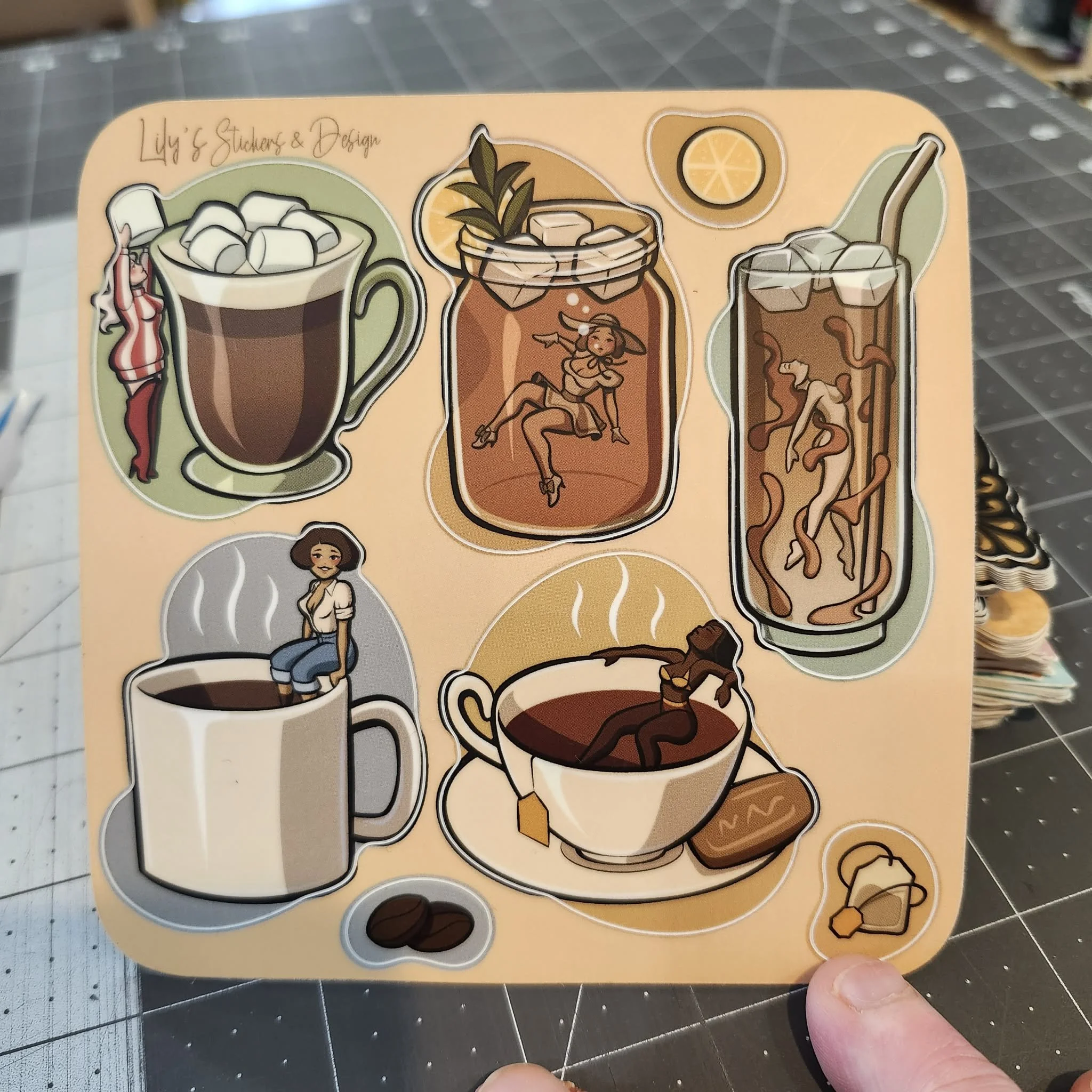 Coffee and Hot Coco Stickers by Tattooed Mannequin