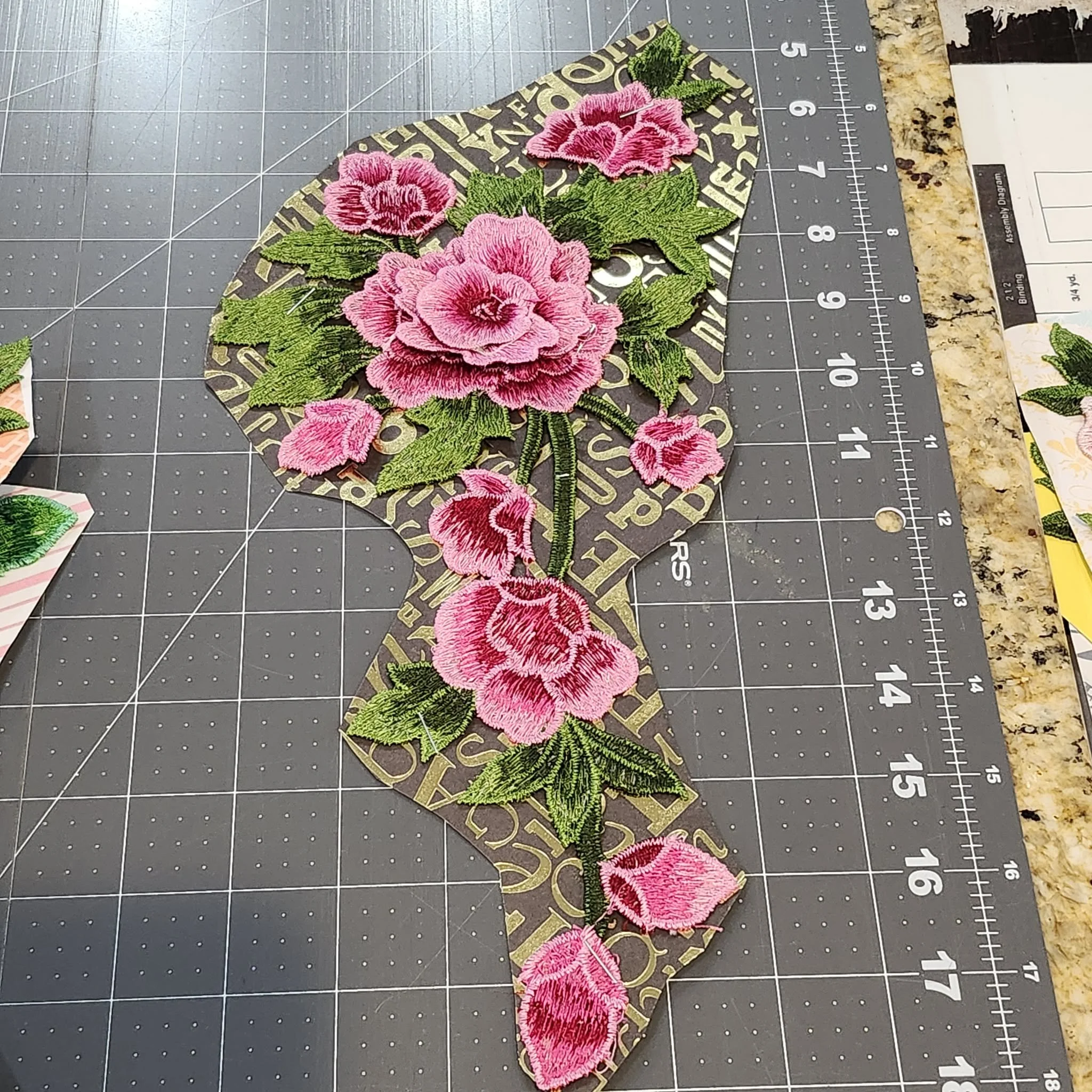 Embroidered Rose Applique Patch