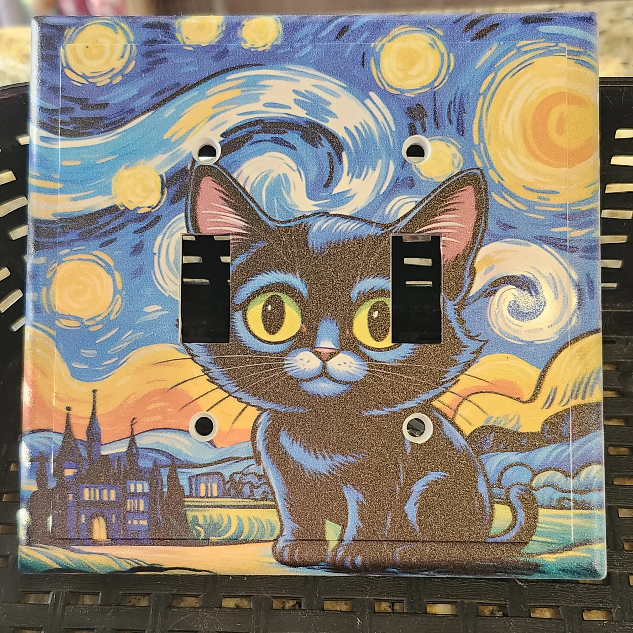 Van Gogh Kitten, 2 Gang Toggle Switch Plate