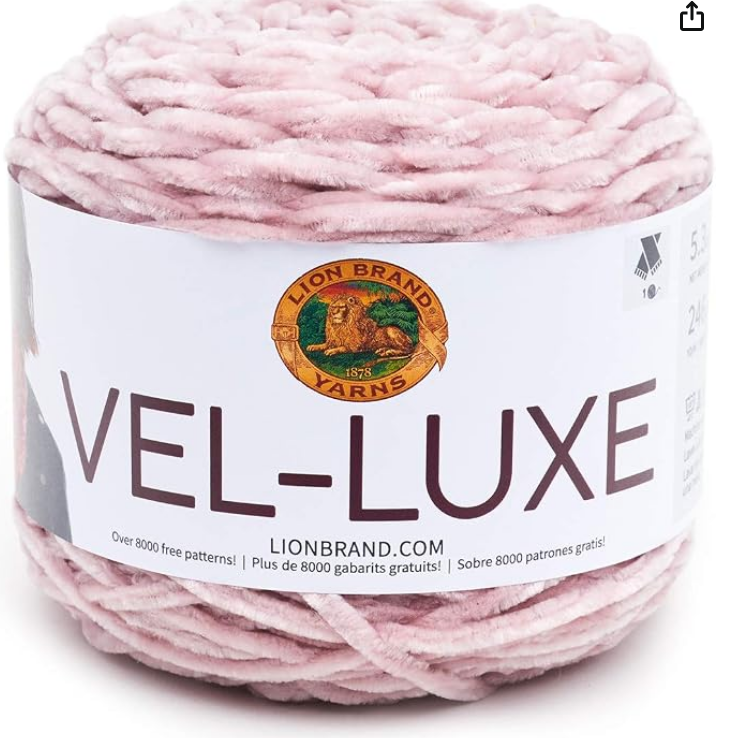 Lion Brand Yarn (One skein, Dusty Pink) - 536-140 Vel-Luxe One Skein, Dusty Pink, Taeolin's Artifacts