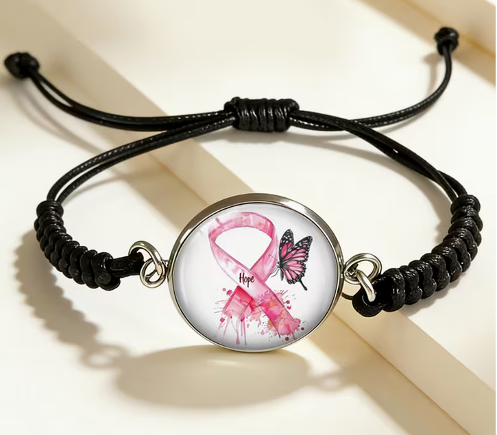 Adjustable Pink Ribbon / Breast Cancer Bracelets