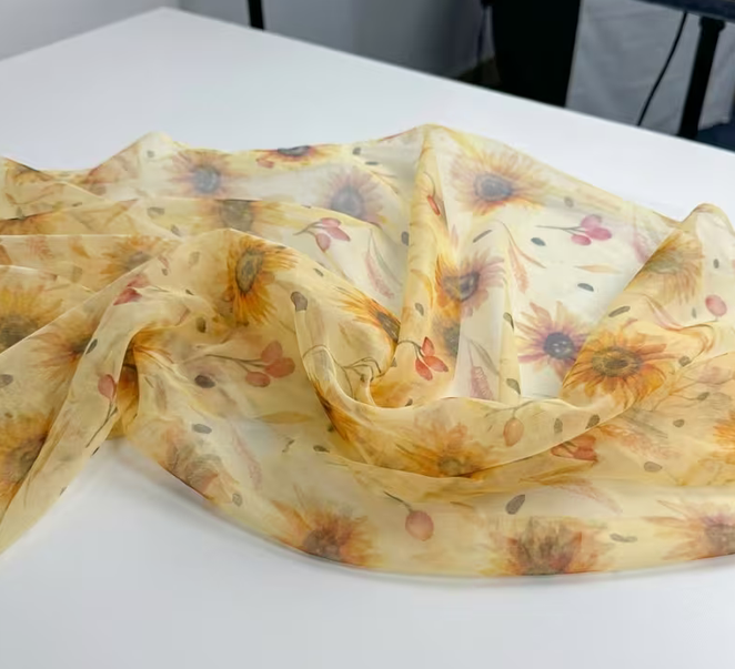 Yellow Sunflower Print Mesh 20" X 63.27"