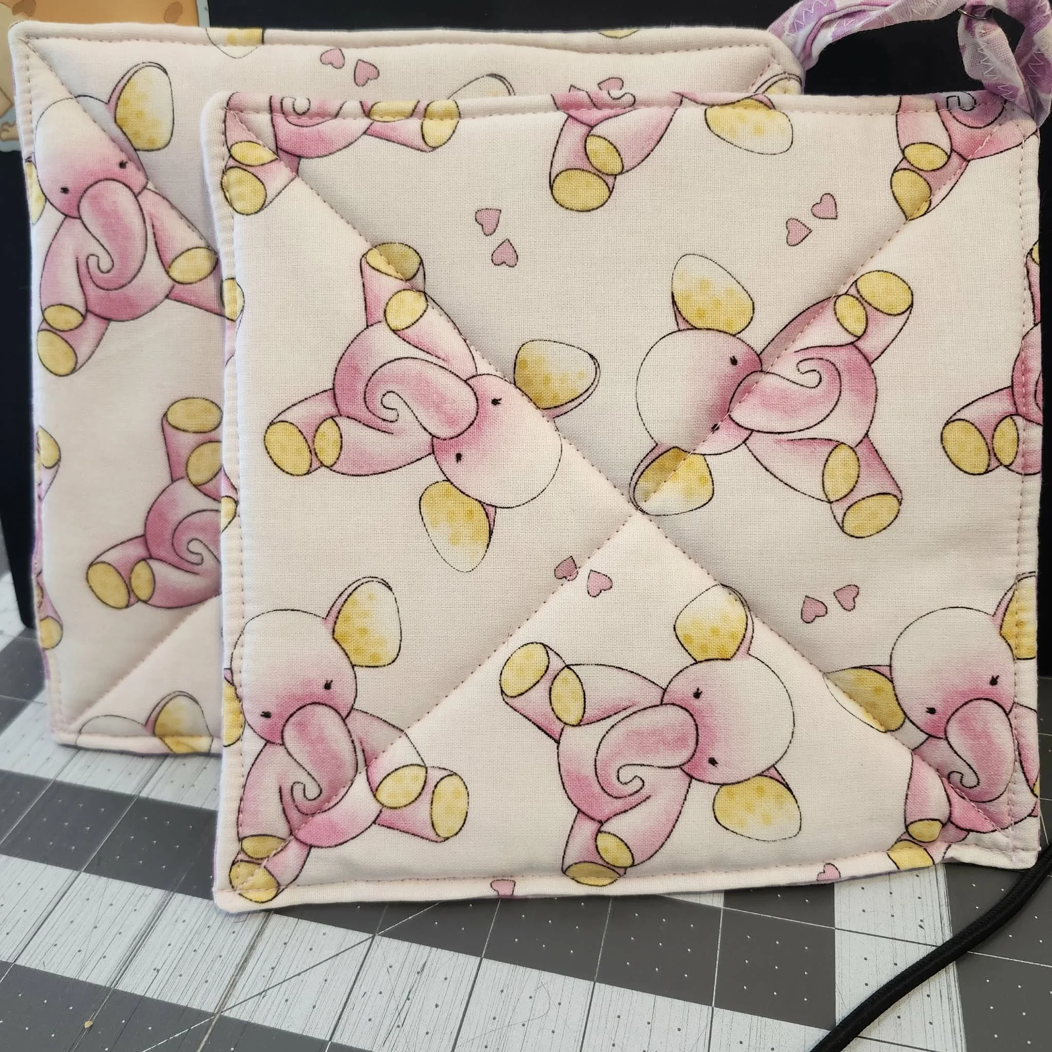 Baby Elephant Pot Holders by Aundrea