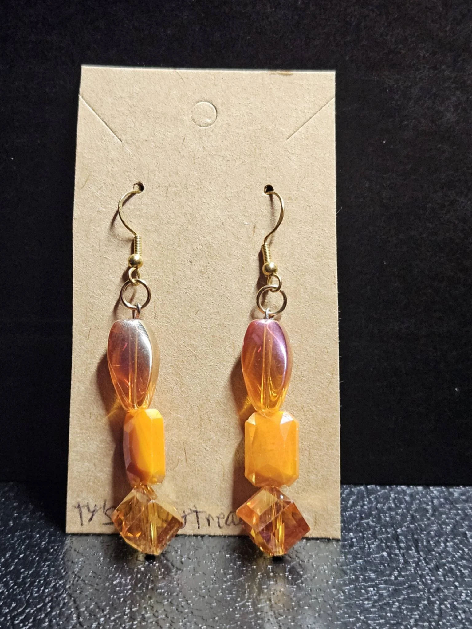 Orange Sparkel Earrings by Ty's Crafty Treasures