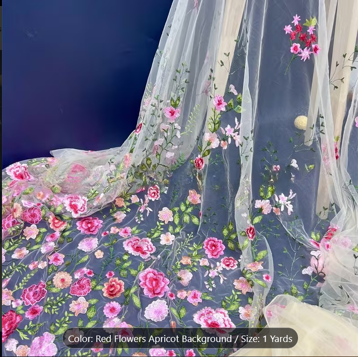 Sheer Rose Mesh Fabric, Tulle