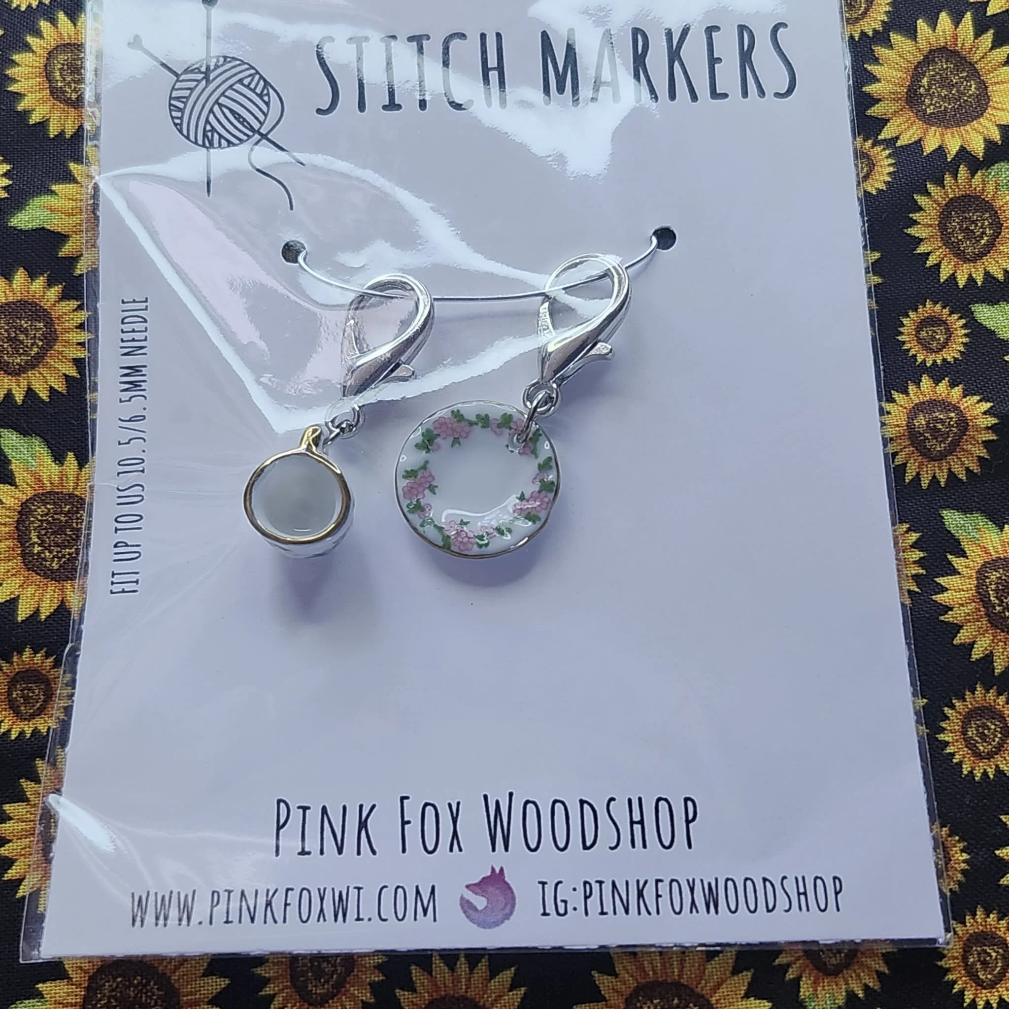 Tea Time Stitch Markers by Pink Fox Wood Shop