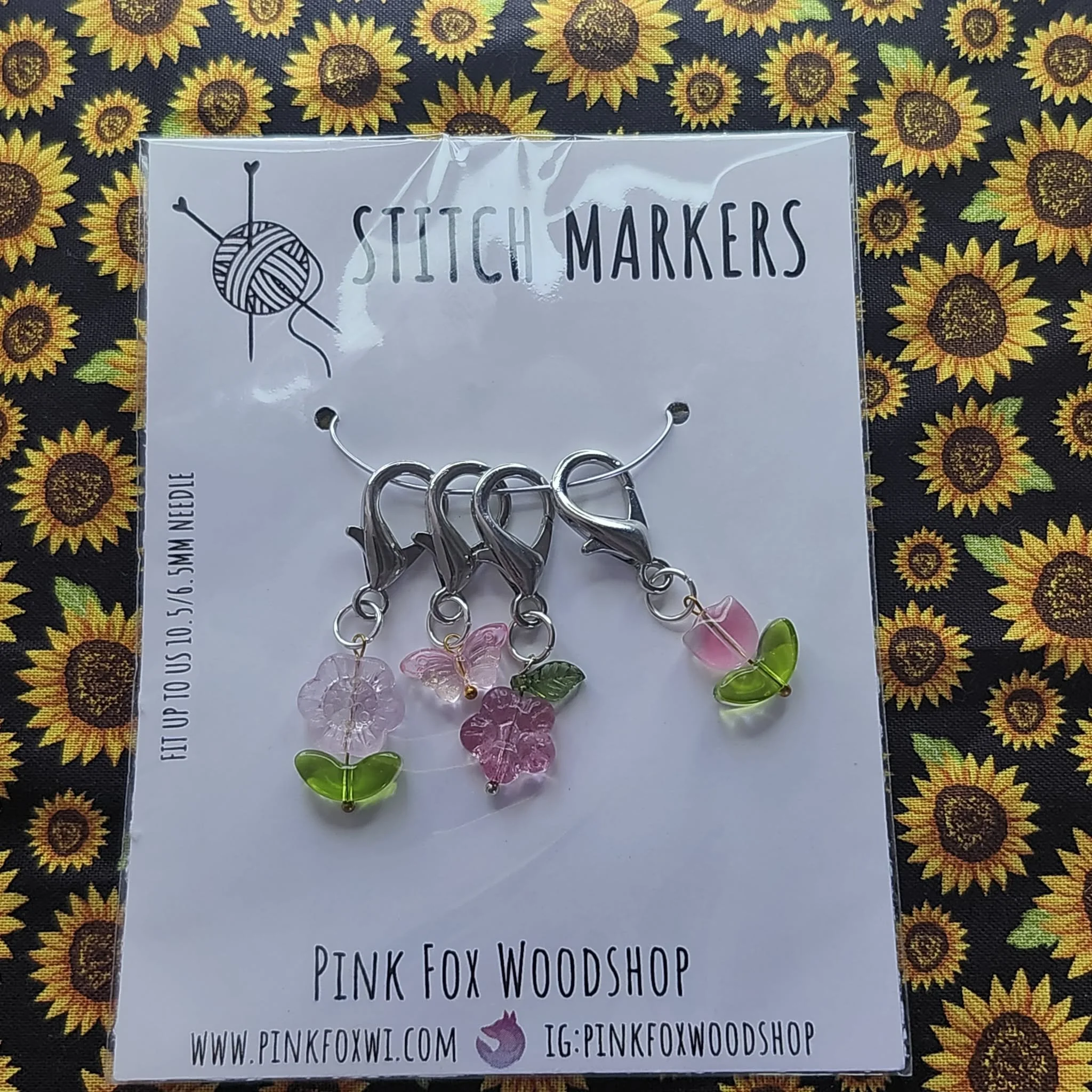 Garden Stitch Markers by Pink Fox Wood Shop