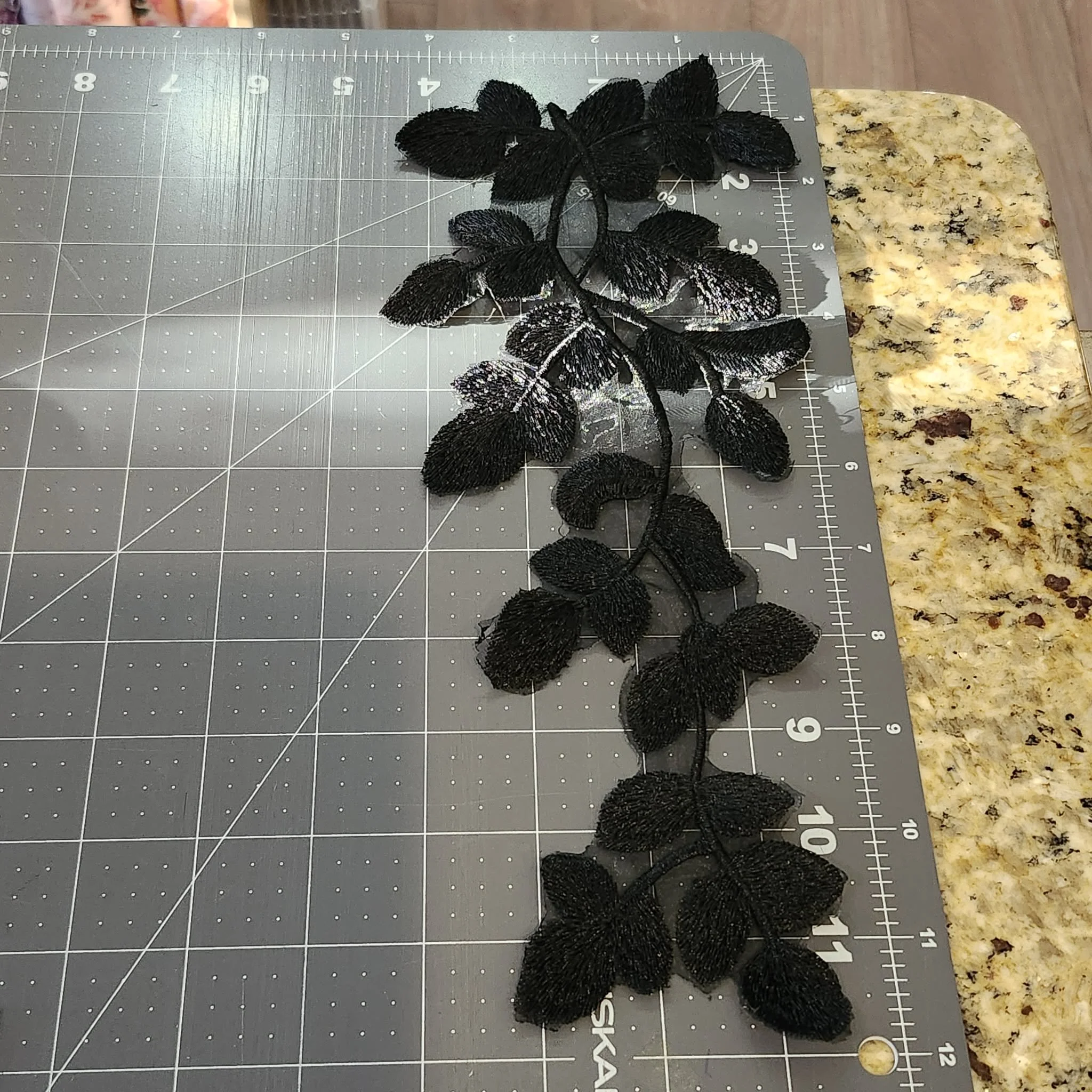 Black  Leaf Embroidered Patch