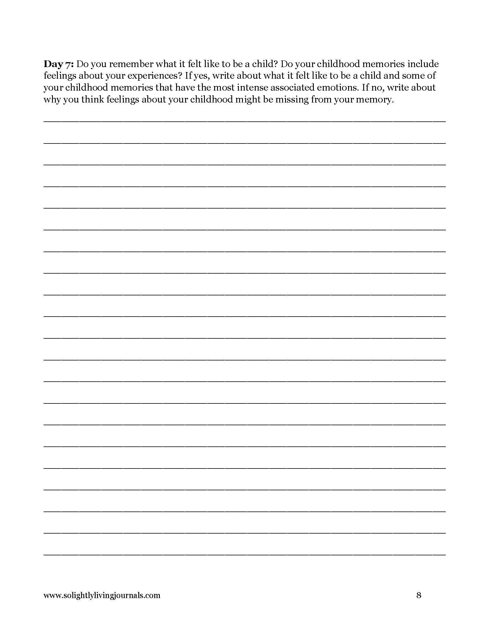 Image page 8 pdf with free printable shadow work journal. Journal prompt text and blank lines.