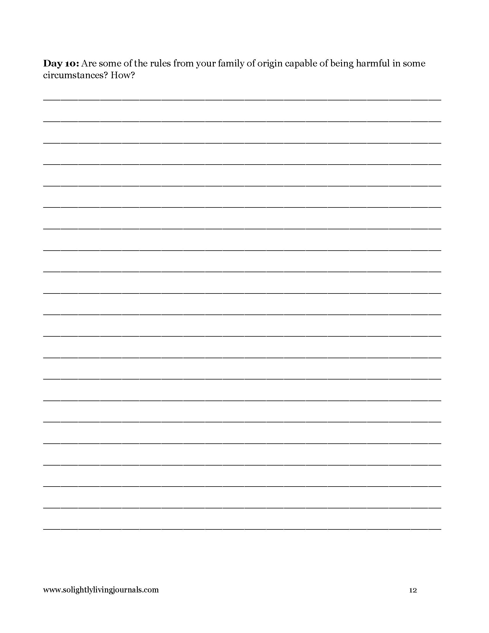Image page 12 pdf with free printable shadow work journal. Journal prompt text and blank lines.