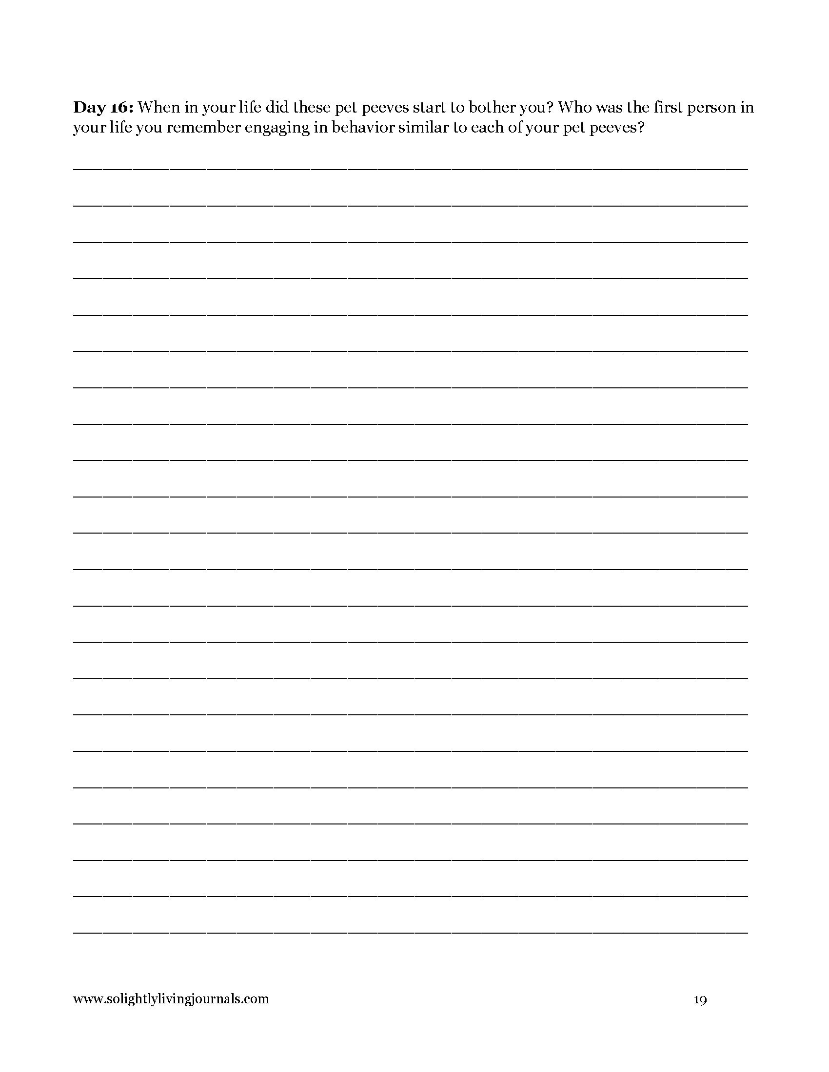 Image page 19 pdf with free printable shadow work journal. Journal prompt text and blank lines.