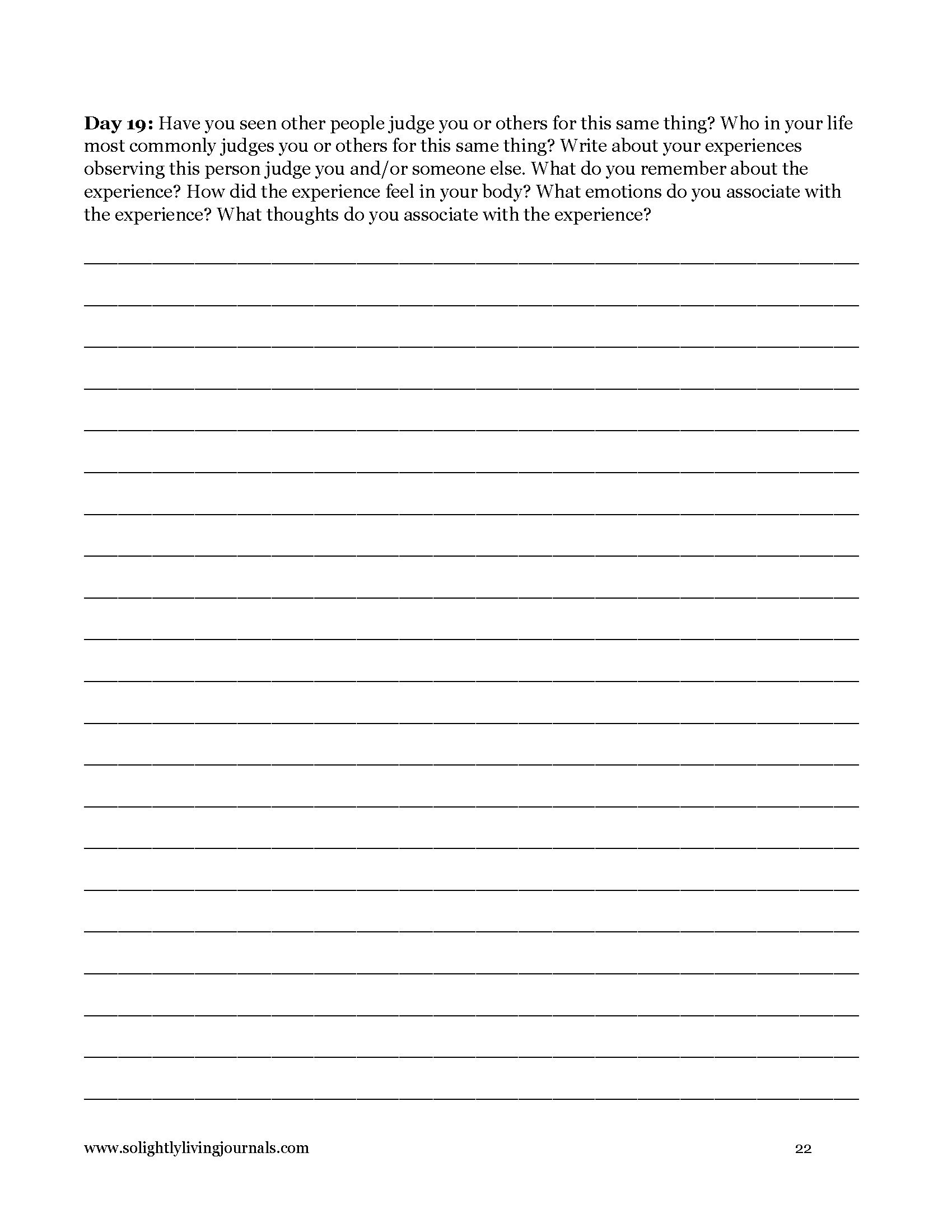 Image page 22 pdf with free printable shadow work journal. Journal prompt text and blank lines.