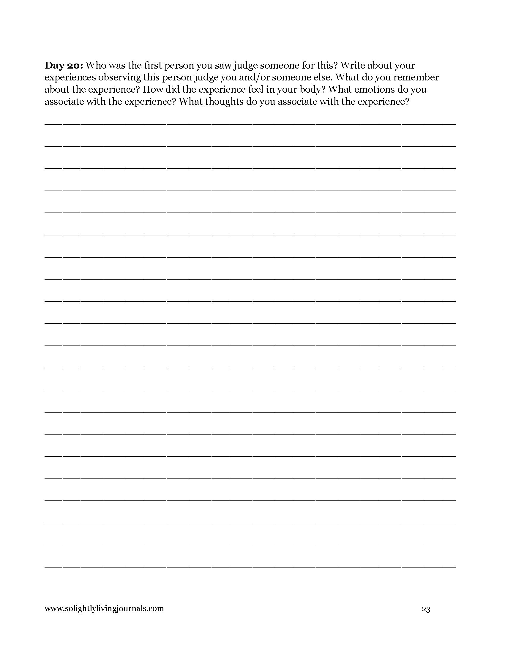 Image page 23 pdf with free printable shadow work journal. Journal prompt text and blank lines.