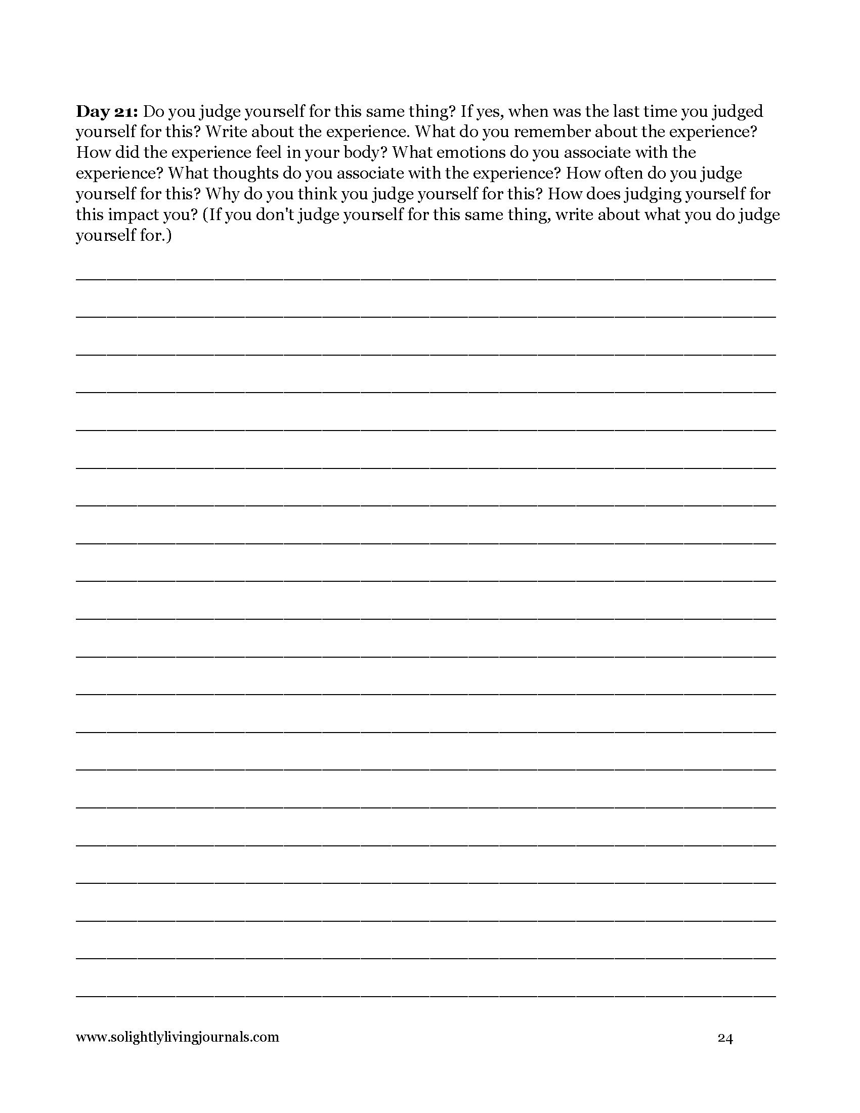 Image page 24 pdf with free printable shadow work journal. Journal prompt text and blank lines.