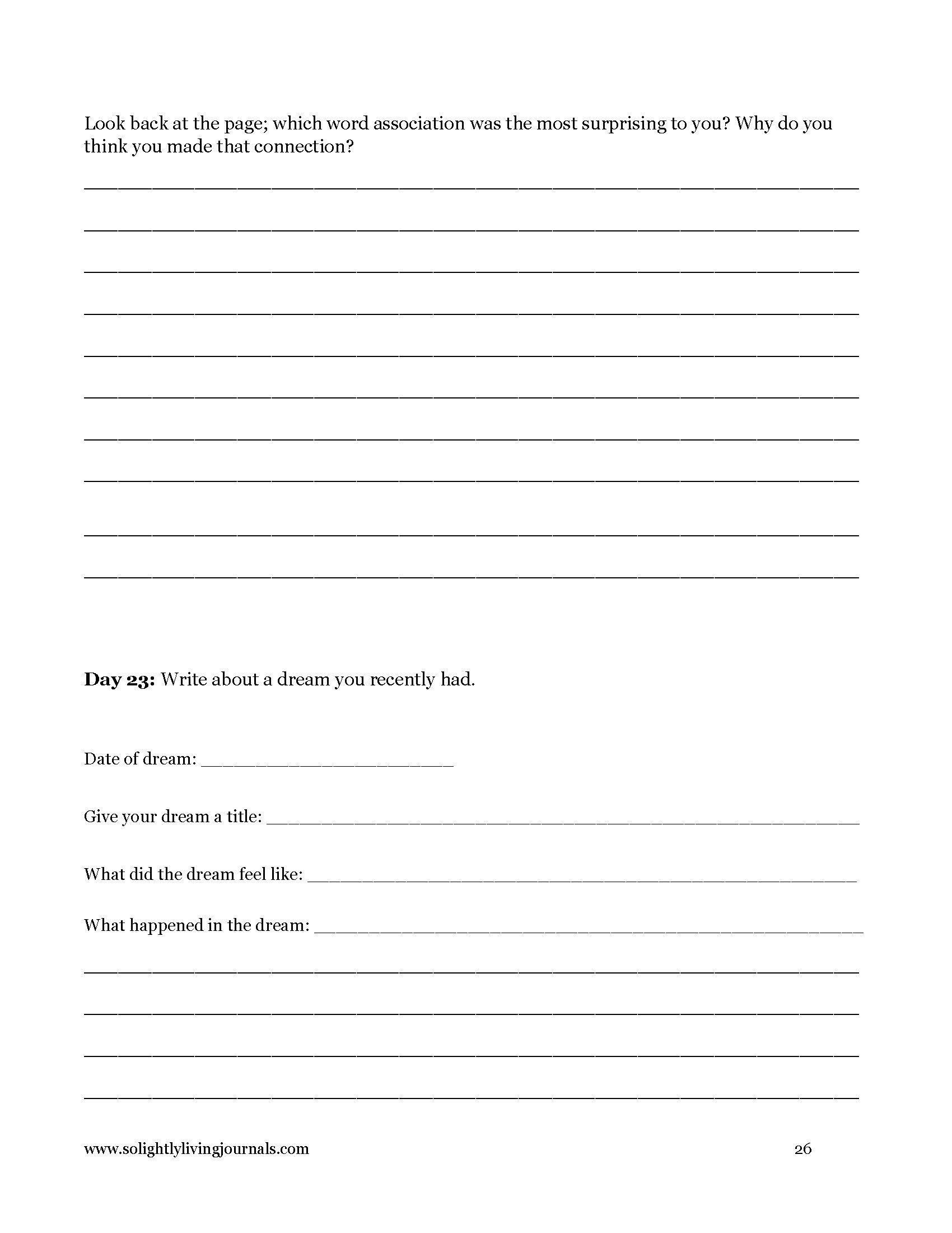 Image page 26 pdf with free printable shadow work journal. Journal prompt text and blank lines.