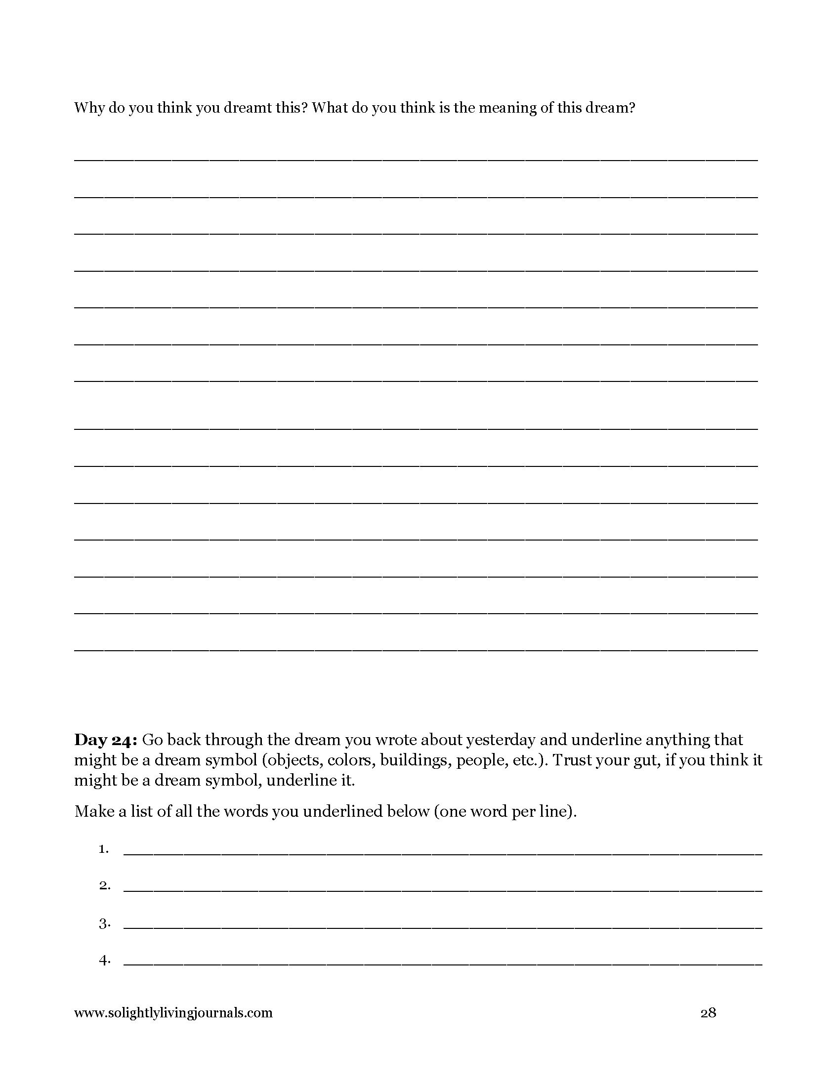 Image page 28 pdf with free printable shadow work journal. Journal prompt text and blank lines.