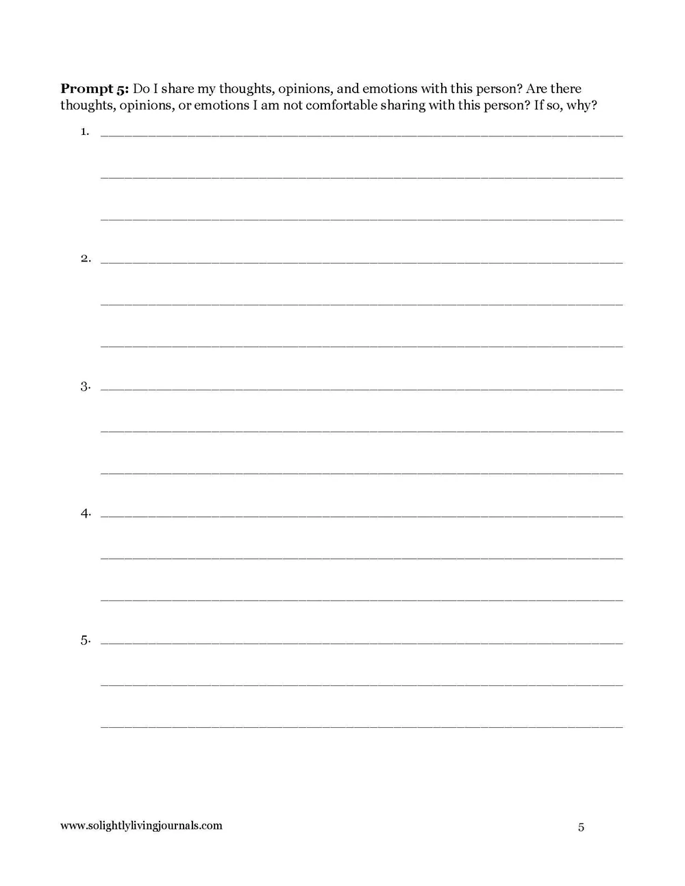 Free Printable Guided Journal Pages For Anxiety