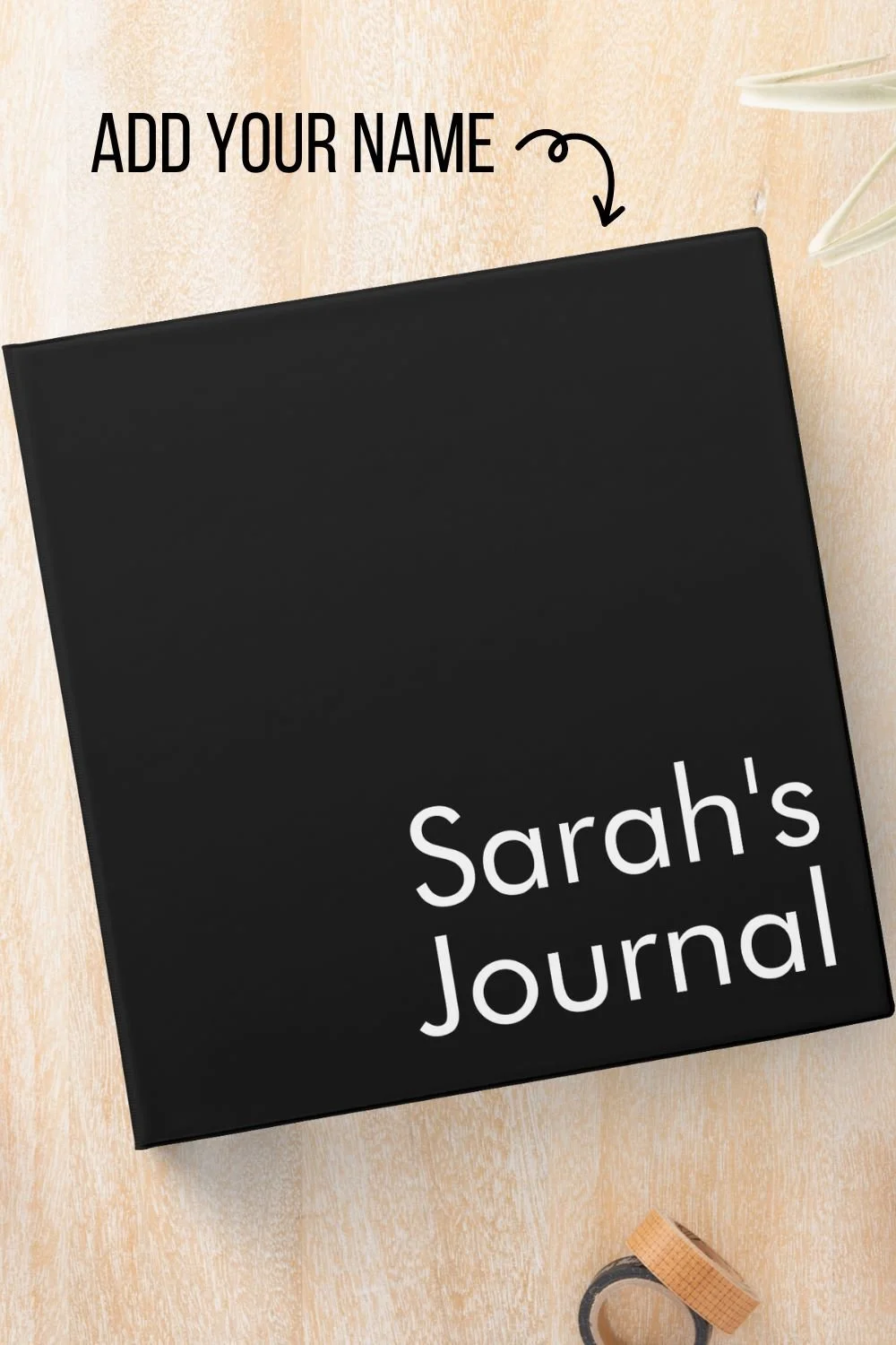 Black and White Personalized Binder Journal