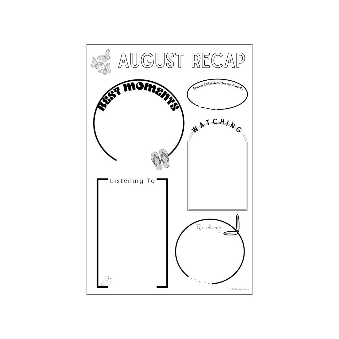Bullet Journal Printable Monthly Recap for August Spread A5.jpg